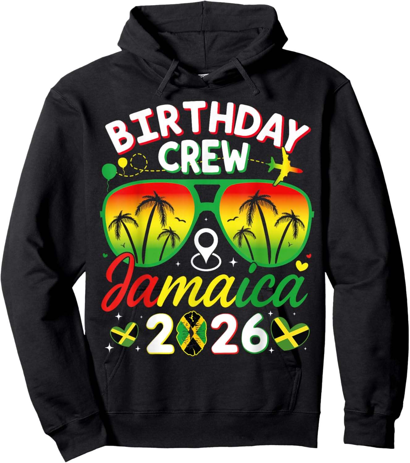 Birthday Crew Jamaica 2026 Family Reunion & Girls Trip Hoodie - Hoodie | Black