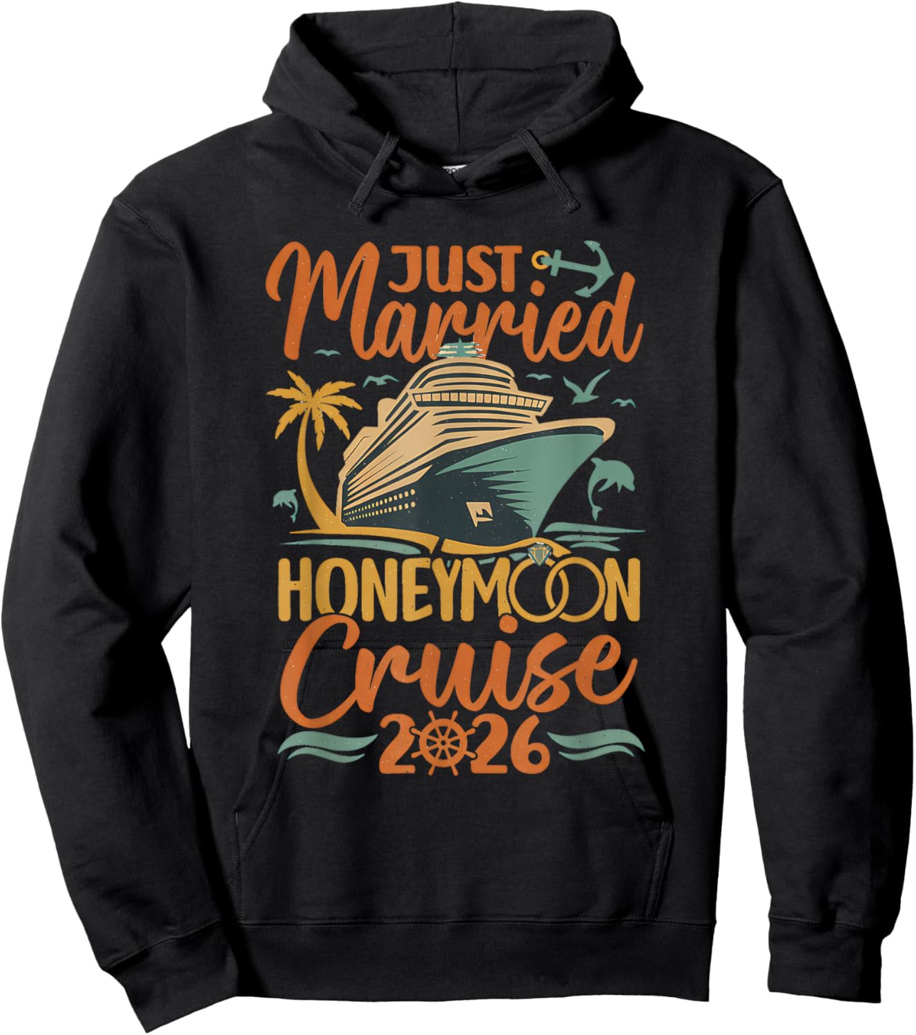 Honeymoon Cruise 2026 Just Married Vibes Hoodie - Hoodie | Black