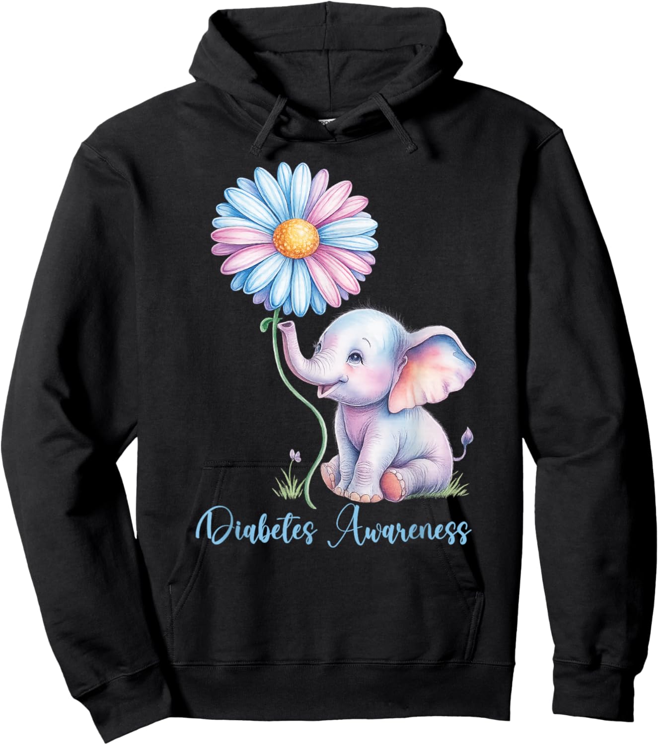 Elephants Sunflower Diabetes Awareness Month Hoodie - Hoodie | Black
