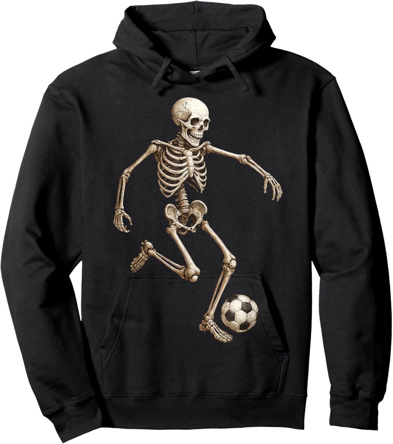 Skeleton Soccer Retro Halloween Costume Funny Men Boys Kids Hoodie - Hoodie | Black