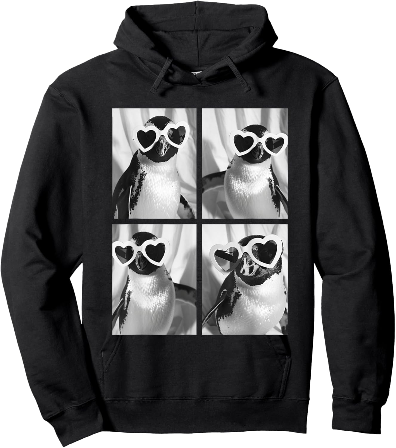 Cute Penguins with Hearts Sunglasses Funny Valentine's Day Hoodie - Hoodie | Black