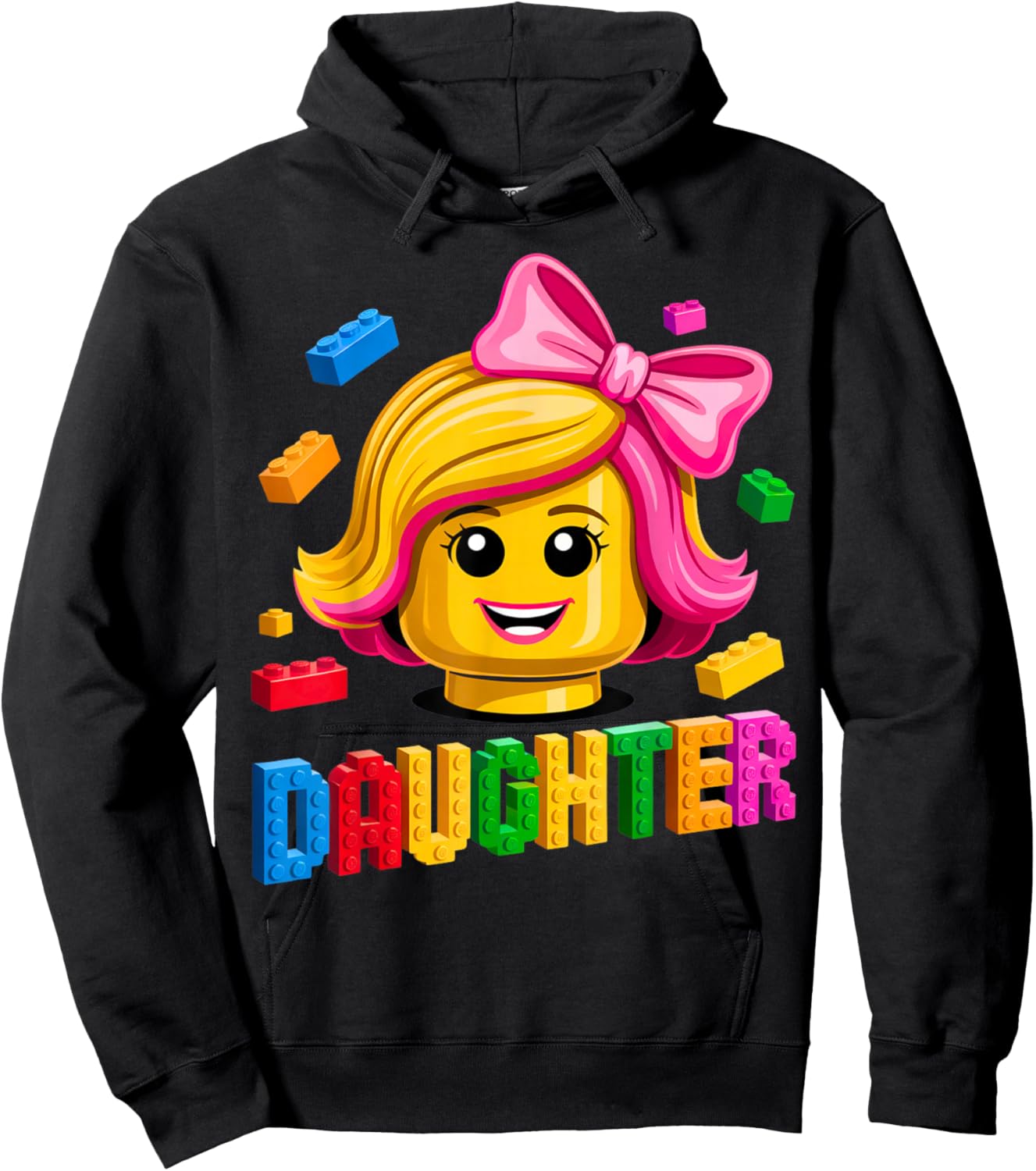 Family Daughter Master Builder Building Brick Blocks Kids Hoodie - Hoodie | Black
