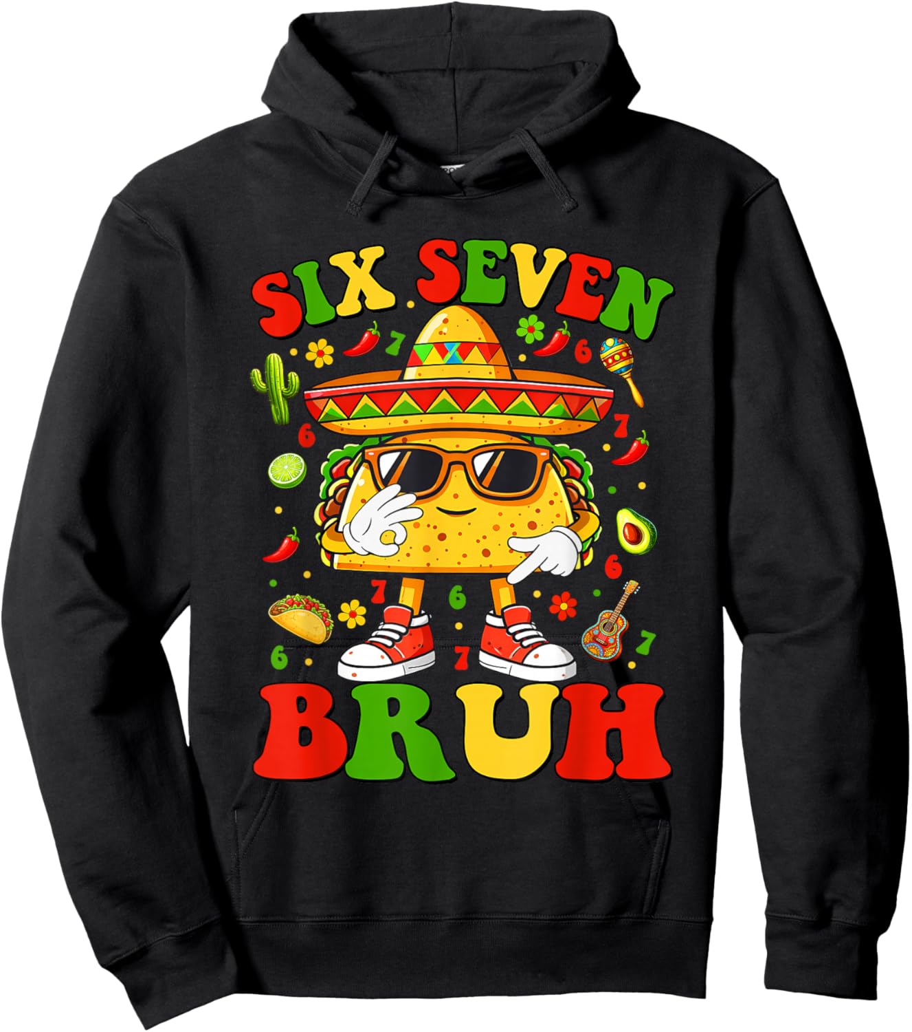 6 7 Taco Cinco de Mayo Food Mexican Fiesta Boys Girls Kids Hoodie - Hoodie | Black