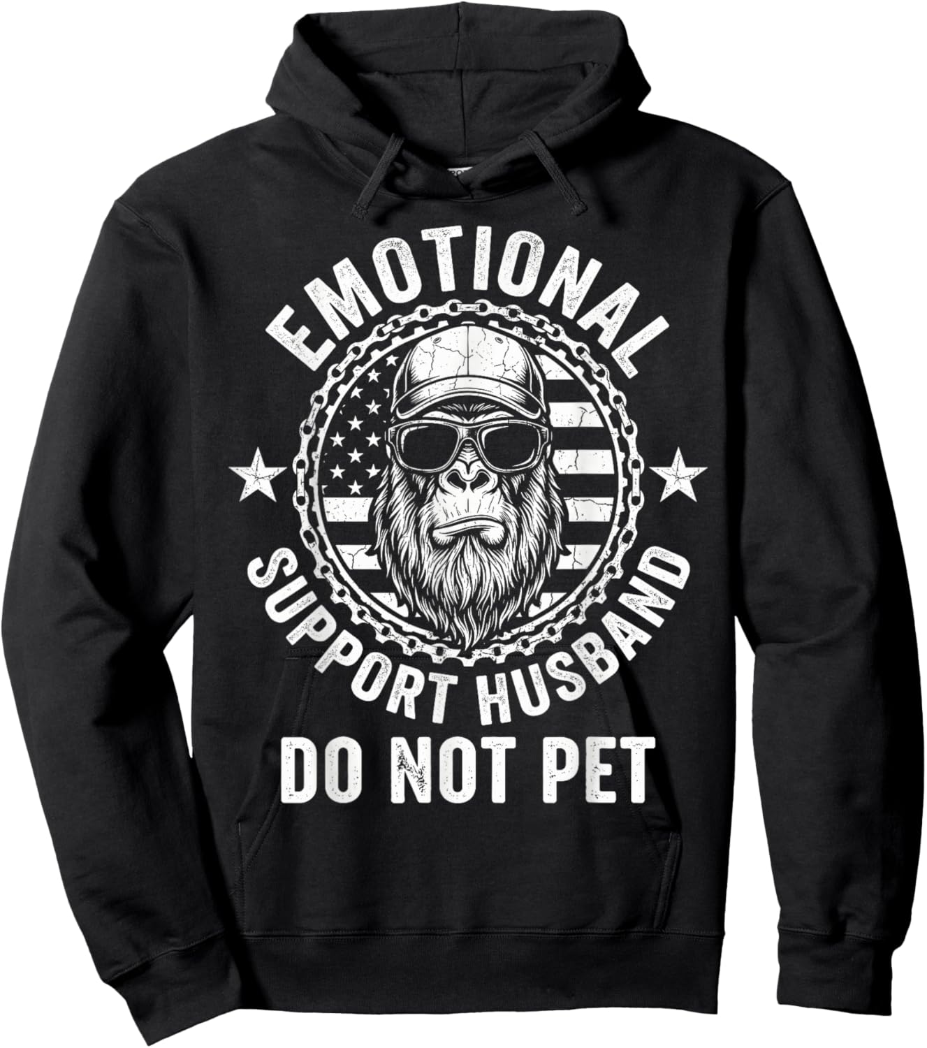 Emotional Support Husband Do Not Pet Funny Gorilla Monkey Hoodie - Hoodie | Black