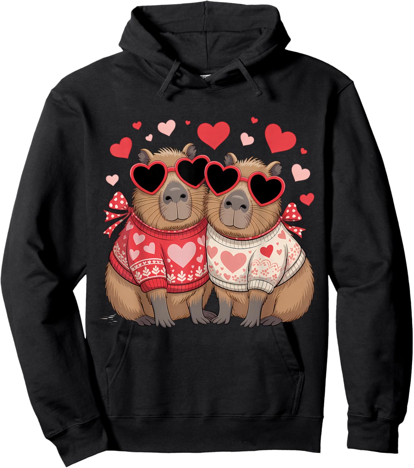 Valentines Day Cute Valentine Capybara Lover Hoodie - Hoodie | Black