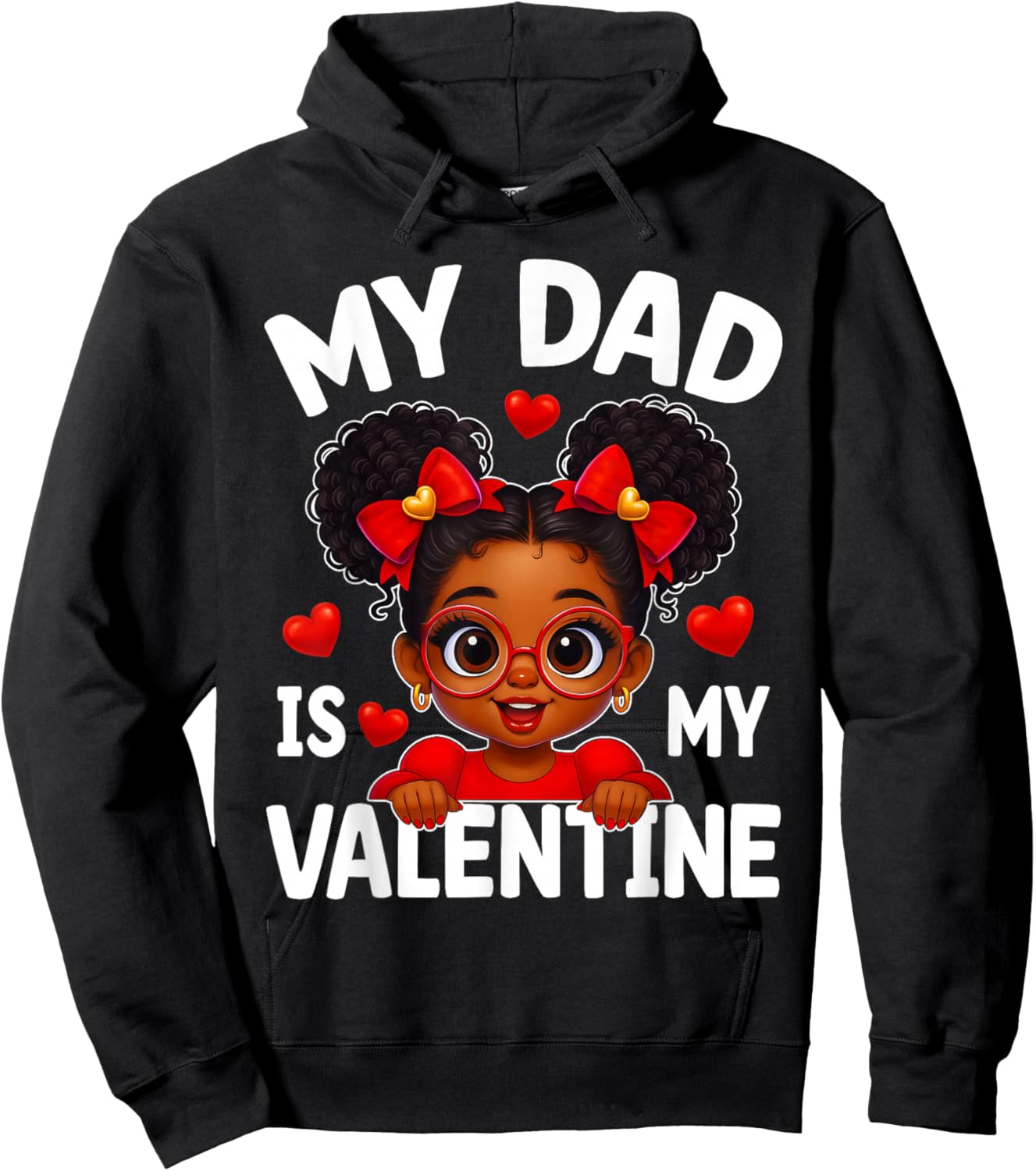 Dad is My Valentine African American Kids Valentine's Day Hoodie - Hoodie | Black