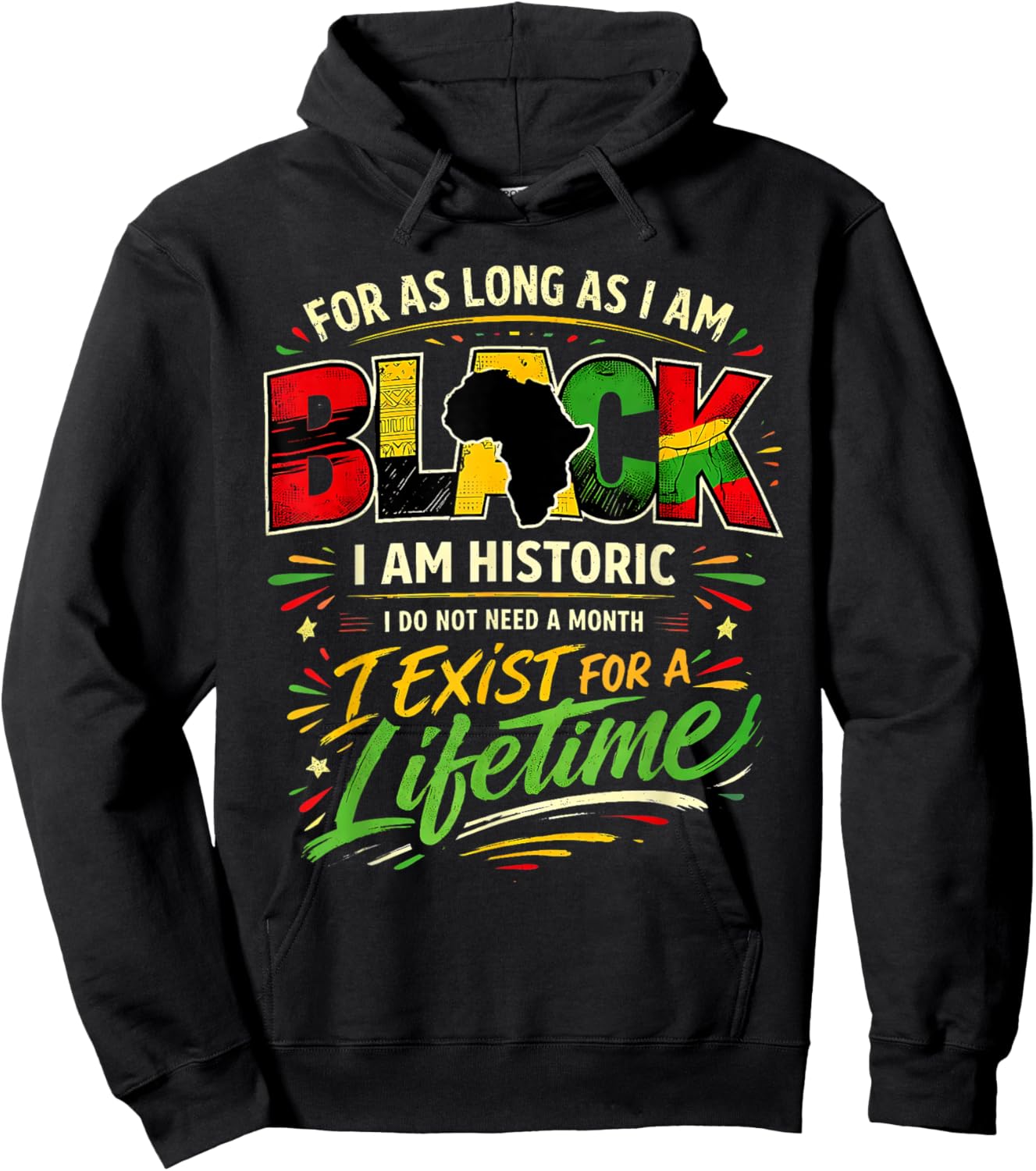 for As LongAs I Am Black Historic Lifetime African Quote Hoodie - Hoodie | Black