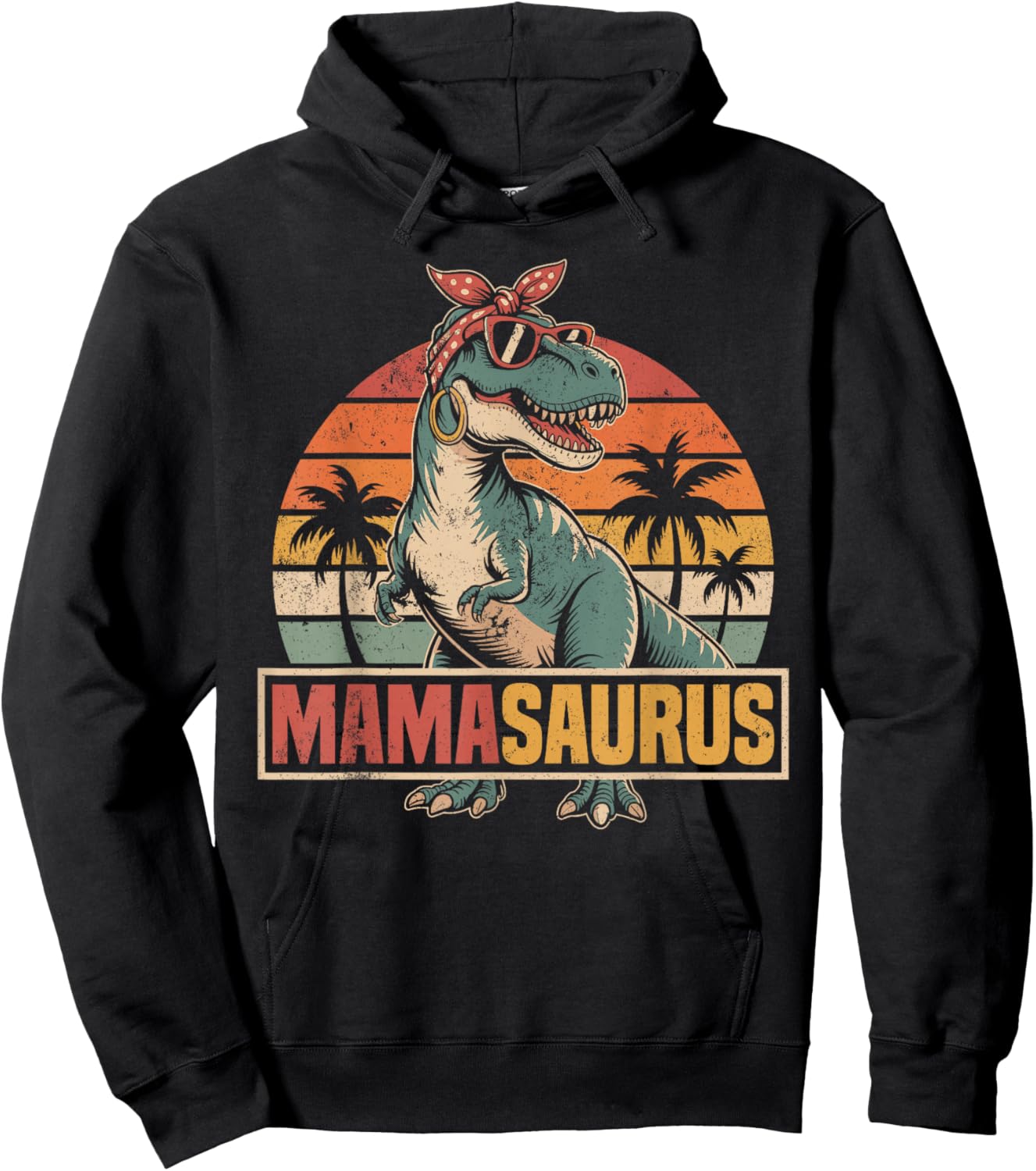 Mamasaurus T Rex Dinosaur Family Matching Birthday Mom Hoodie - Hoodie | Black