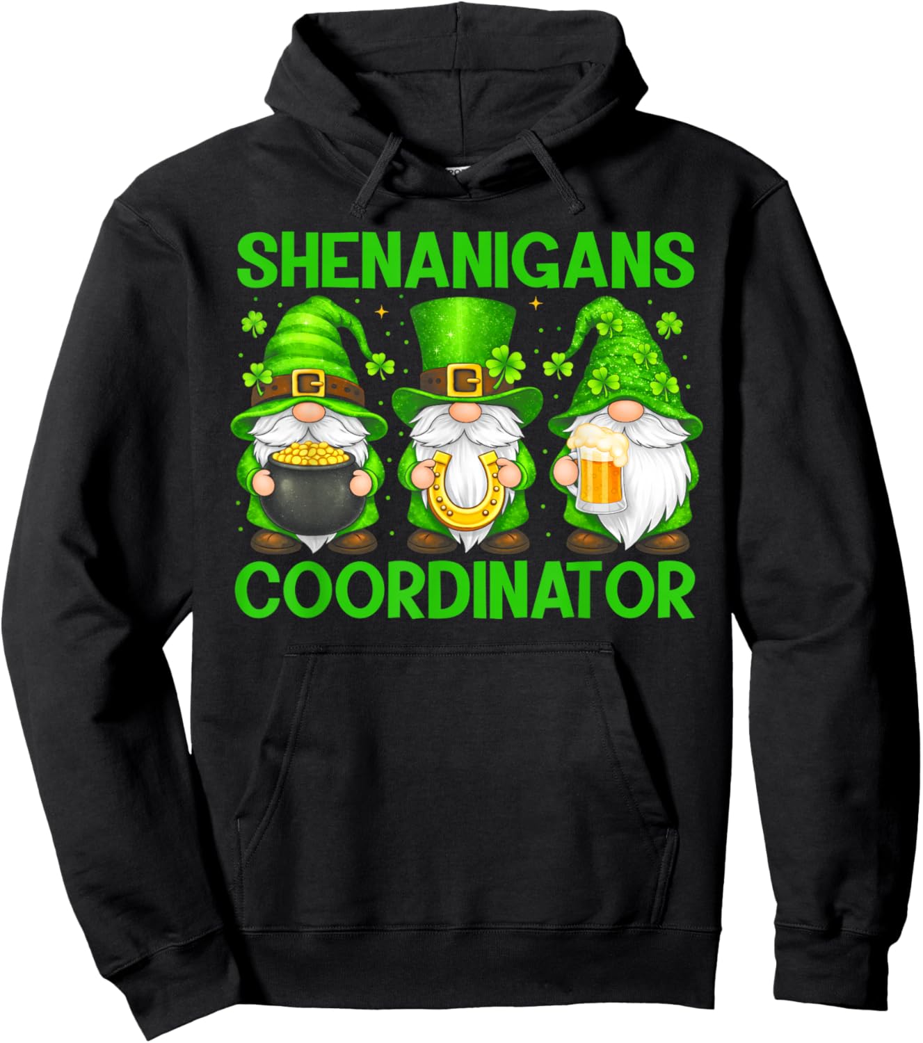 Shenanigans Coordinator Three Gnomes Teacher St Patricks Day Hoodie - Hoodie | Black