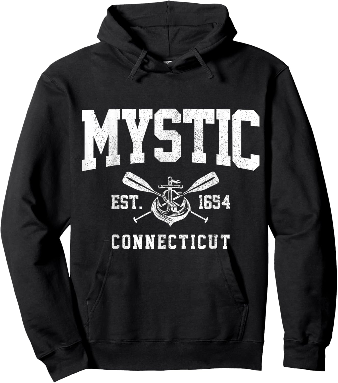 Mystic Connecticut Maritime Nautical Vintage Pride Hoodie - Hoodie | Black