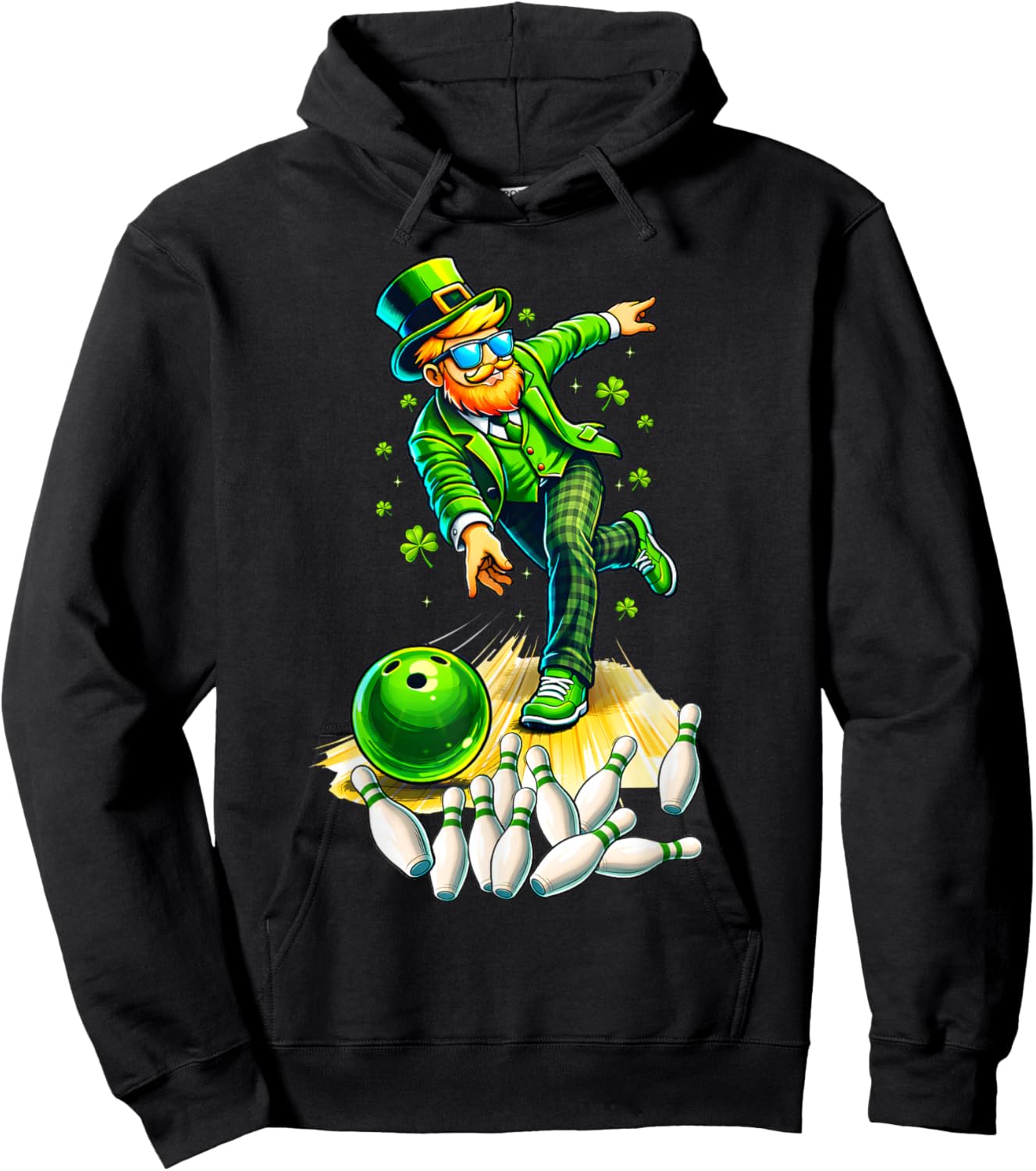 Leprechaun Bowling Lover Matching Sports St Patrick's Day Hoodie - Hoodie | Black