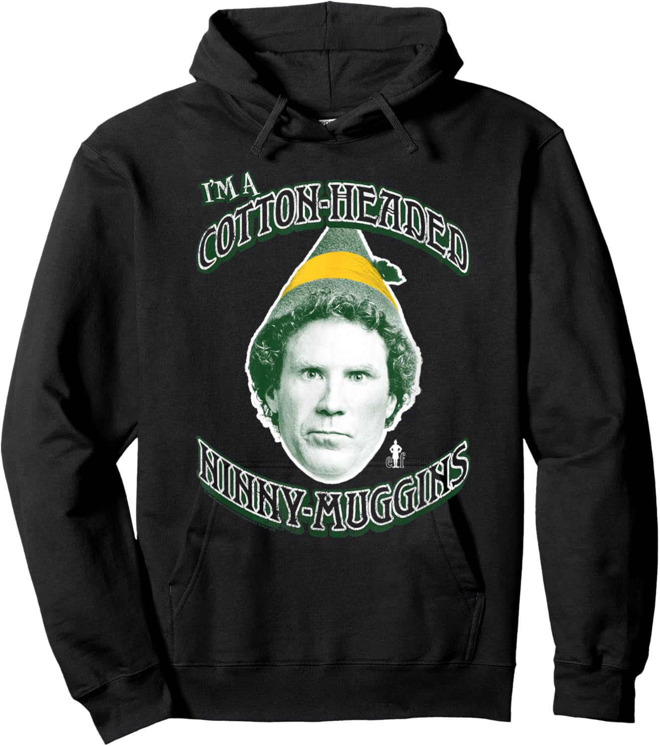 Elf Cotton-Headed Ninny-Muggins Portrait Christmas Movie Hoodie - Hoodie | Black