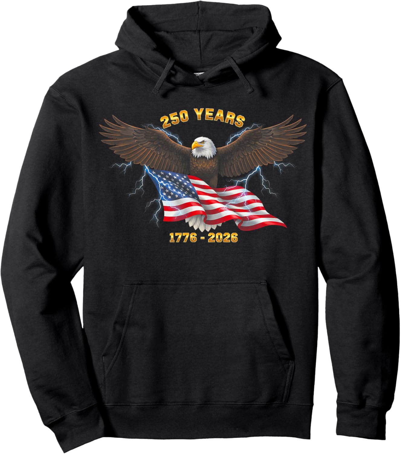250th Birthday 250 Years USA 1776 2026 Hoodie - Hoodie | Black
