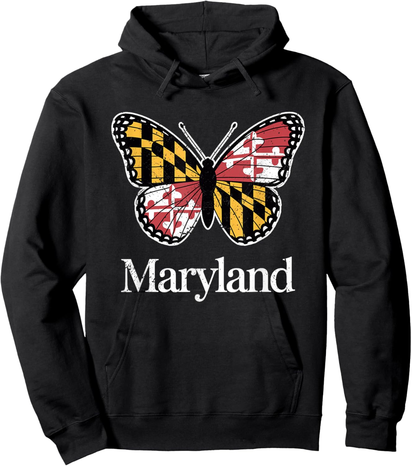Maryland State Flag Butterfly Art Pride Hoodie - Hoodie | Black