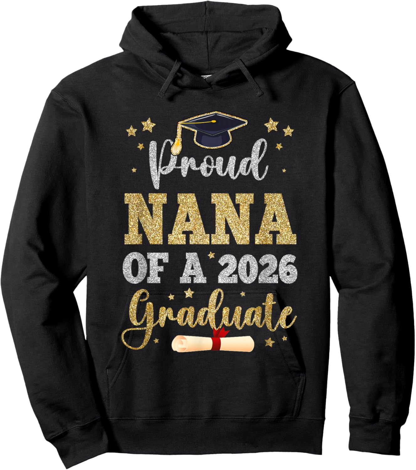 Proud Nana of A 2026 Graduate Senior Nana Class of 2026 Hoodie - Hoodie | Black