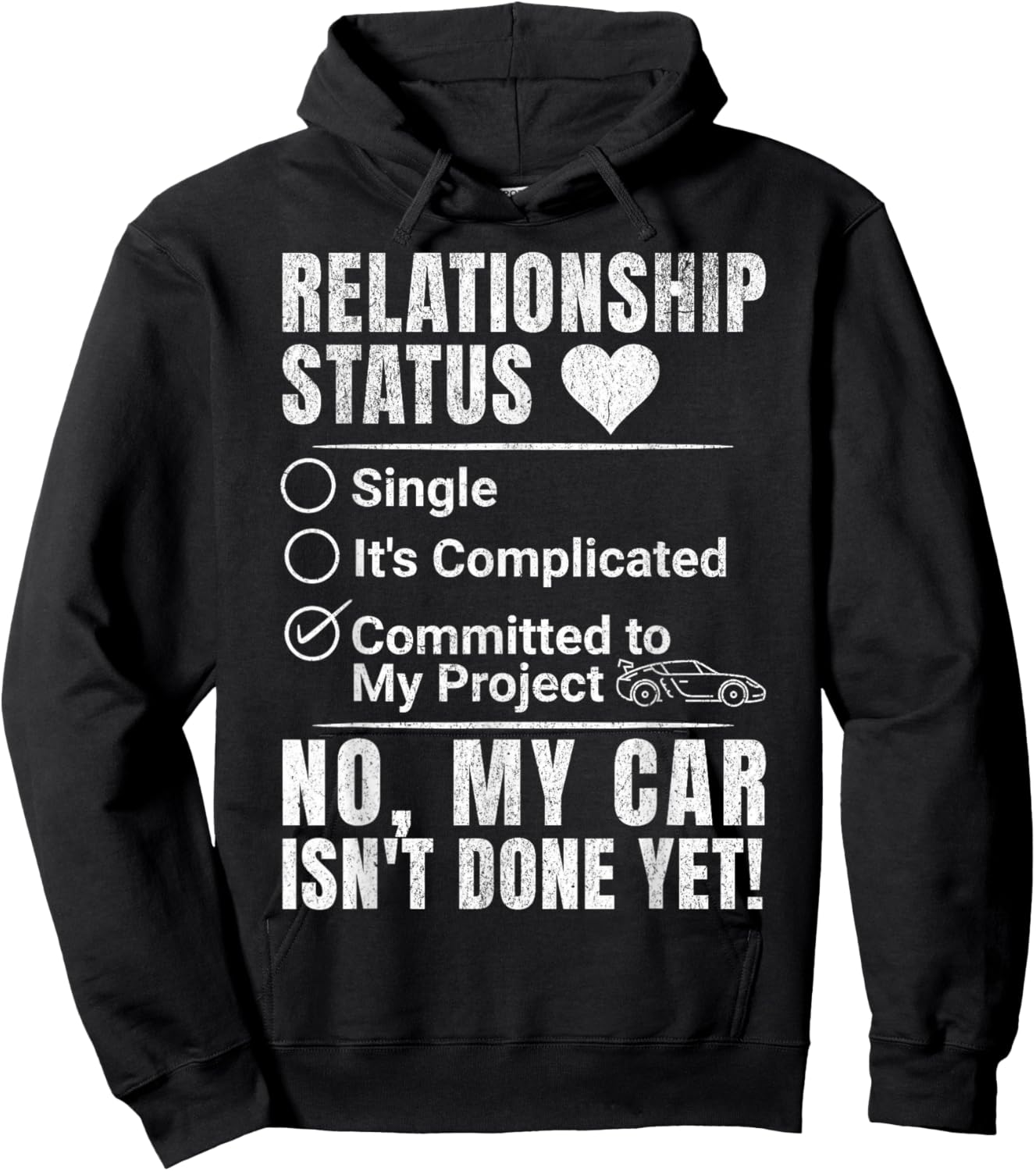 Project Car Relationship Status Funny Garage Humor Mechanic Hoodie - Hoodie | Black