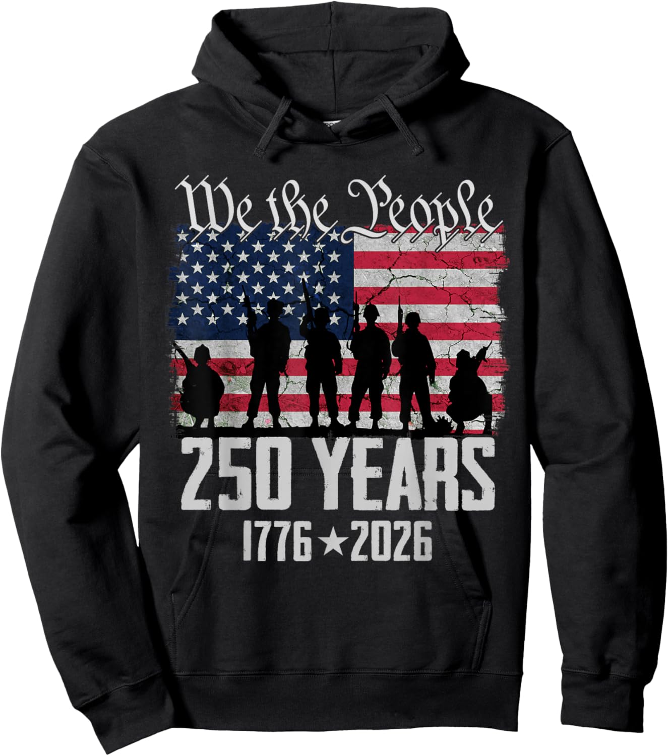 Flag Vintage 250 Years American 1776 2026 250th USA Birthday Hoodie - Hoodie | Black