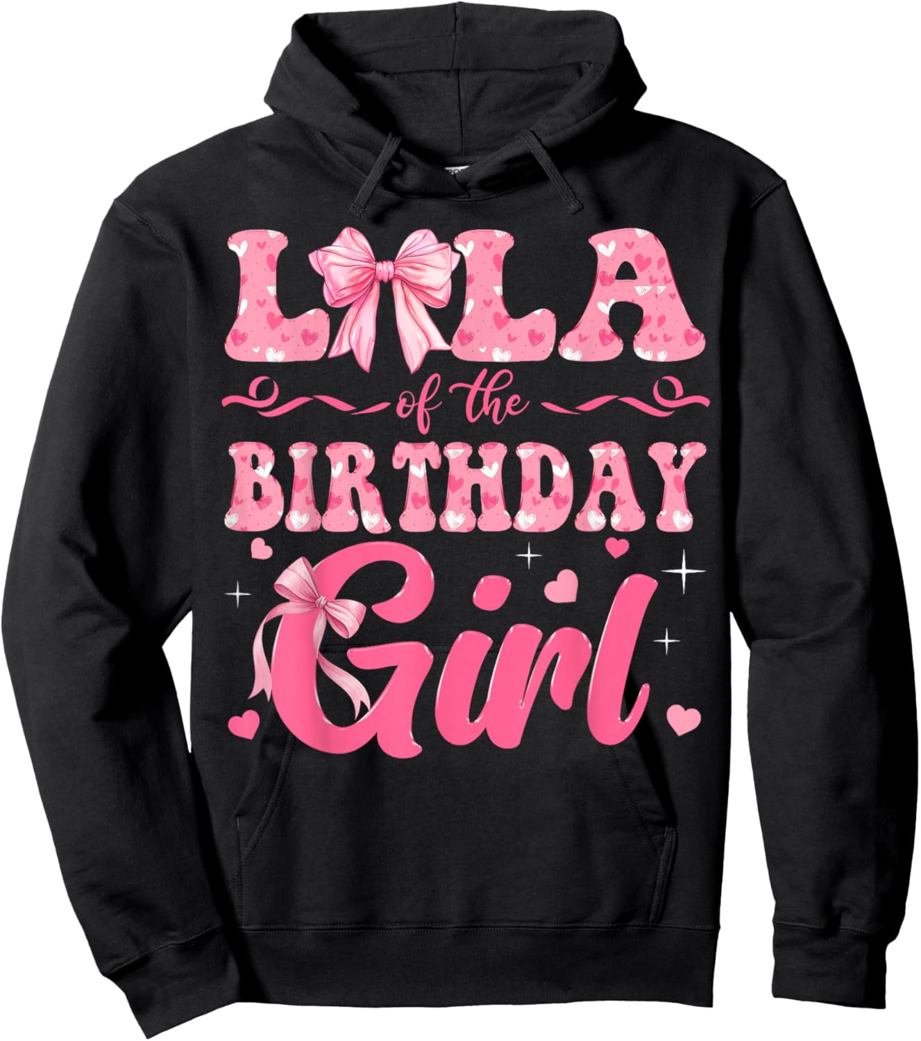 Lola of The Birthday Girl Family Pink Coquette Bow Hoodie - Hoodie | Black