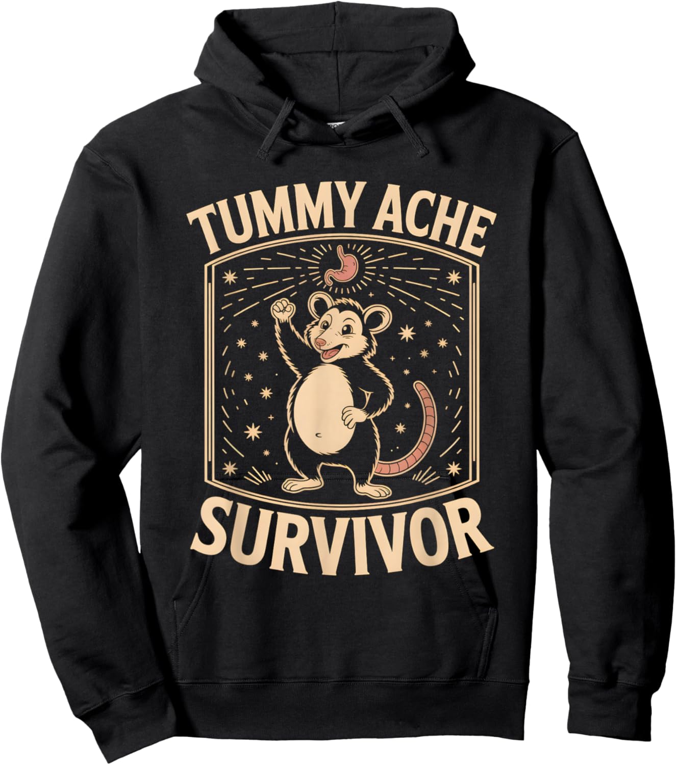 Tummy Ache Survivor Shirt Cute Possum Hoodie - Hoodie | Black