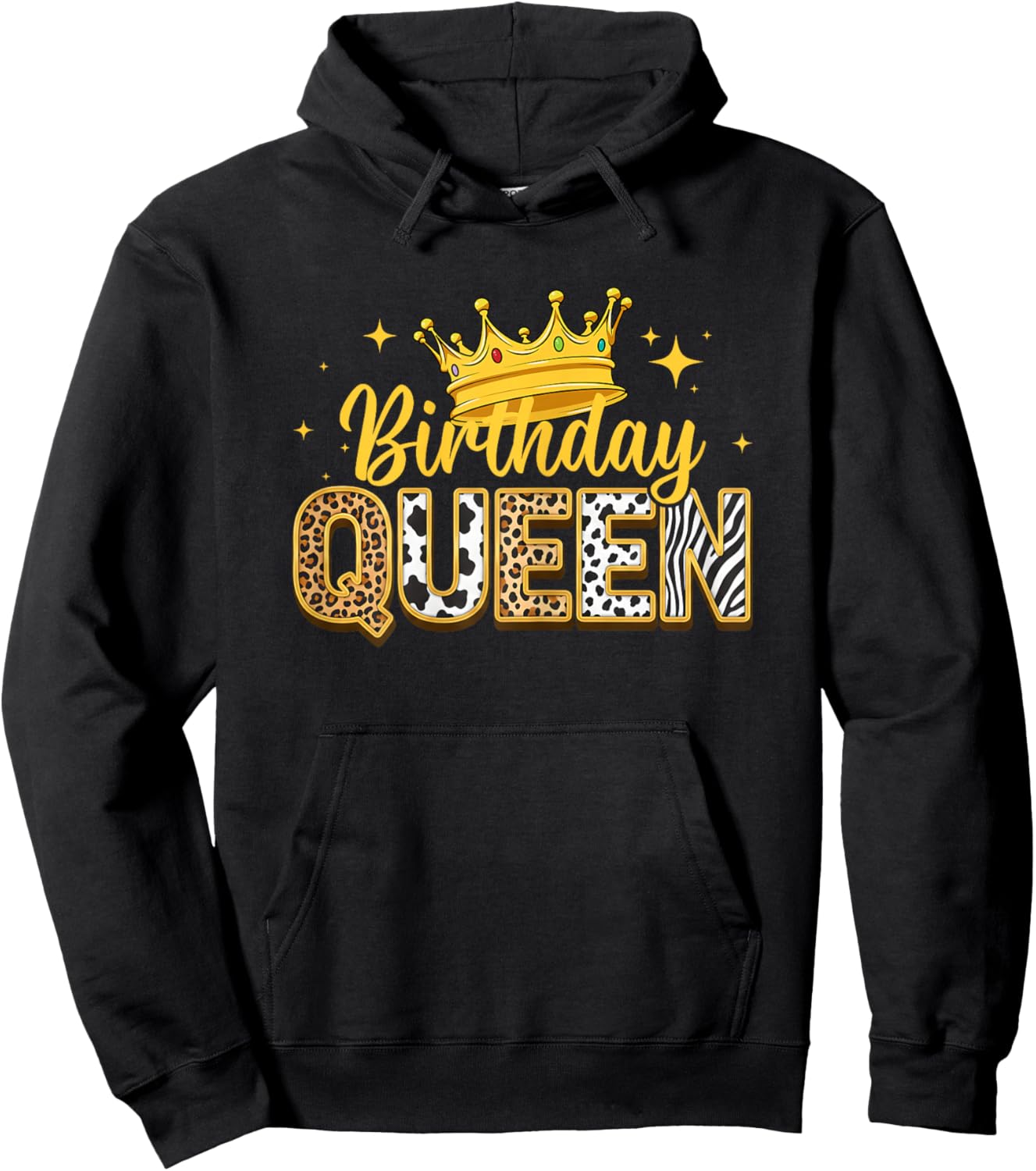 Birthday Queen Leopard Animal Lover Crown Birthday Hoodie - Hoodie | Black