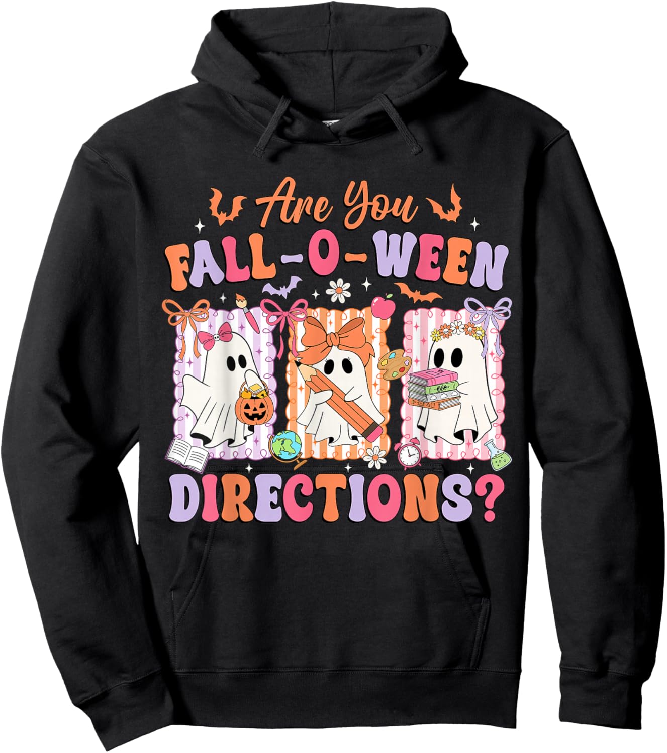 are You Fall-O-Ween Directions Funny Ghost Pumpkin Halloween Hoodie - Hoodie | Black