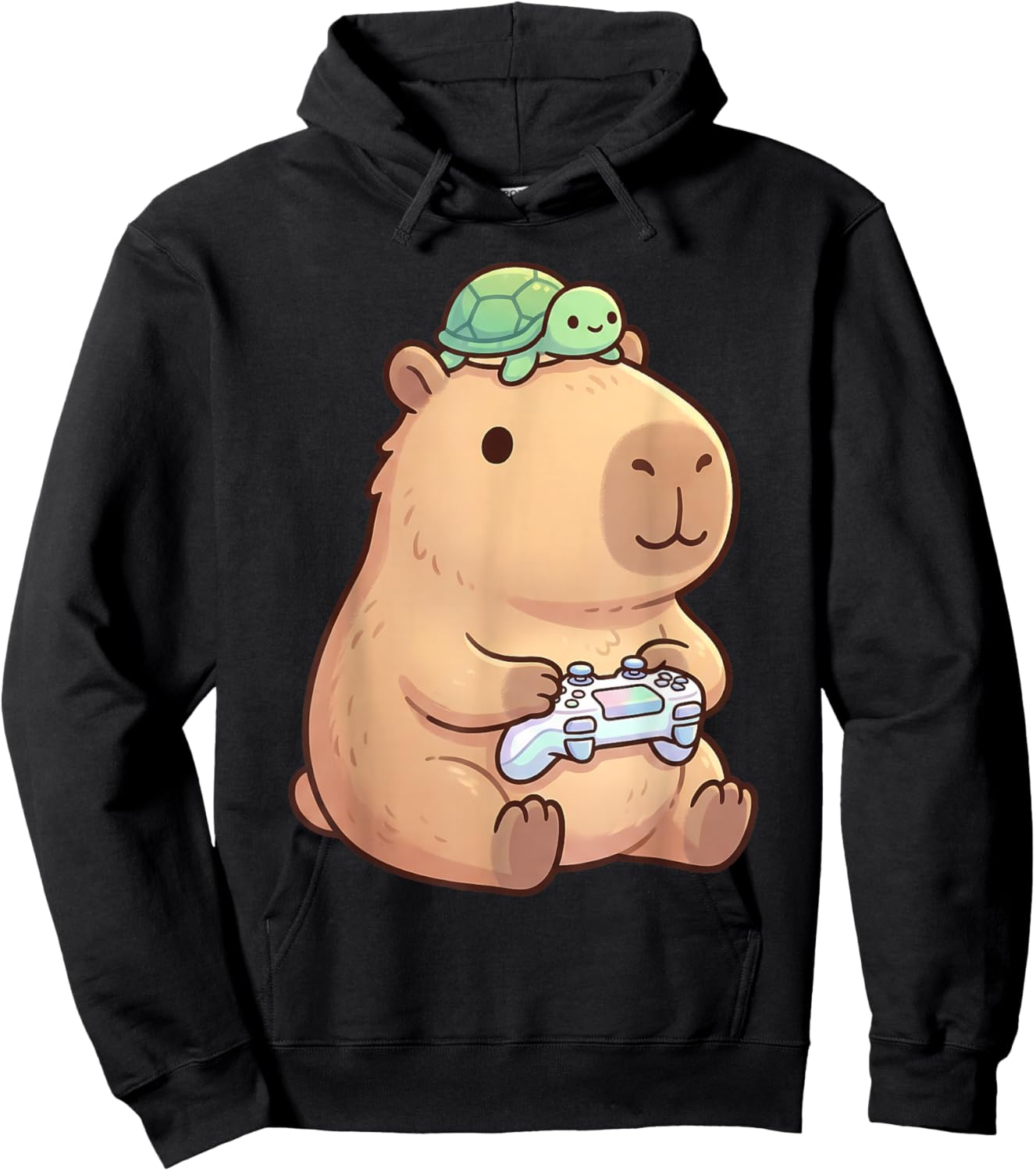 Cute Capybara Anime Gamer Turtle Funny Graphic Kawaii Hoodie - Hoodie | Black