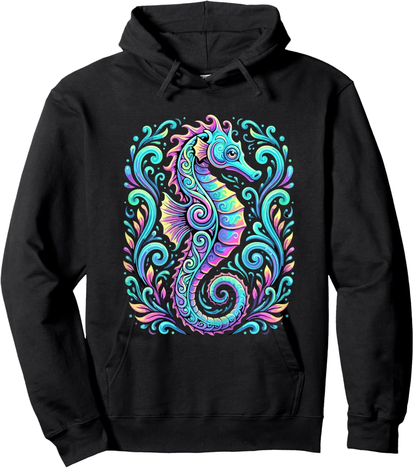 Colorful Seahorse Ocean Hoodie - Hoodie | Black