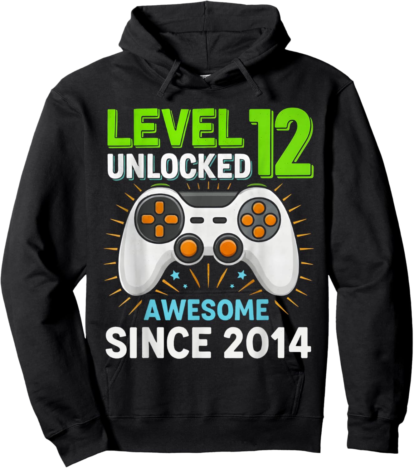 Level 12 Unlocked Awesome Since 2014 Gaming Birthday 12th Hoodie - Hoodie | Black