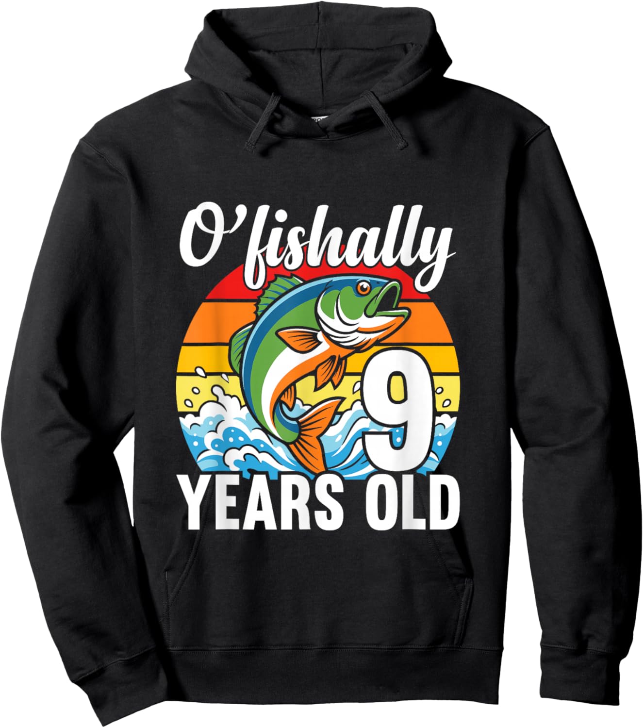 Ofishally 9 Years Old Fisherman 9th Birthday Party Fishing Hoodie - Hoodie | Black