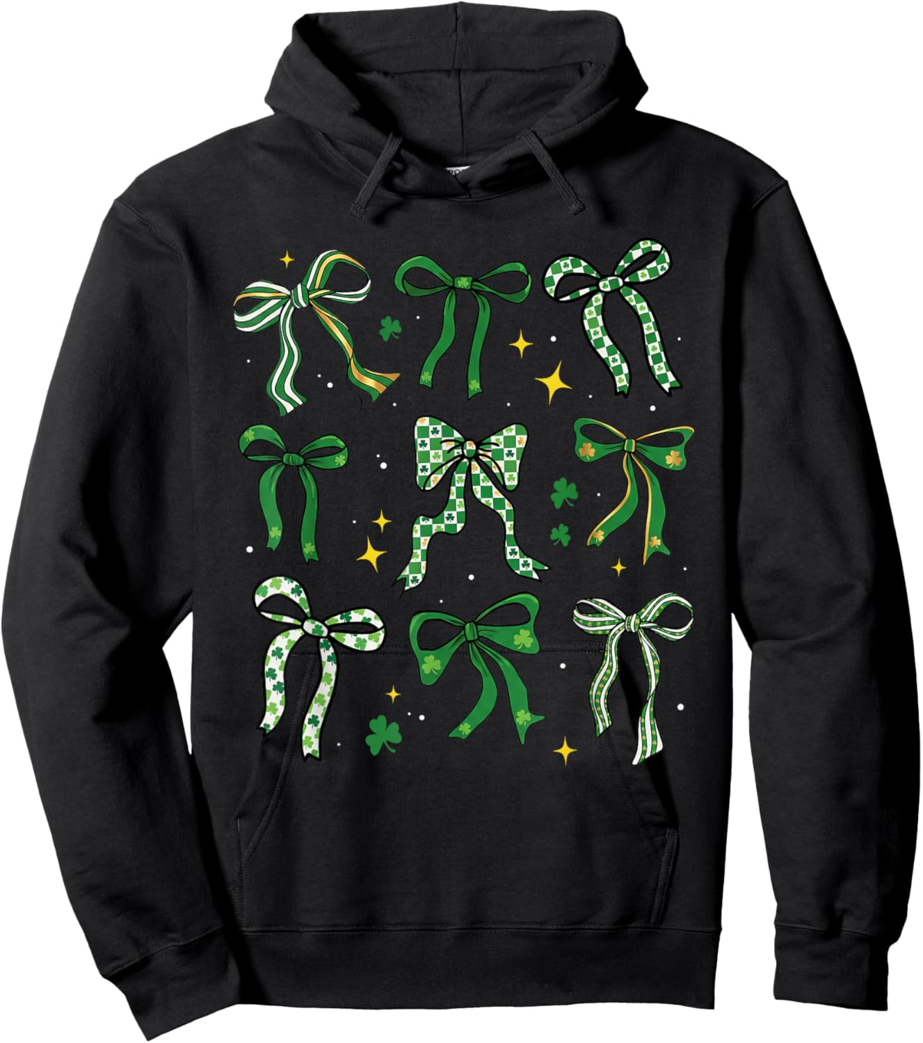 St Patricks Day Bow Coquette Saint Paddys Girls Kids Women Hoodie - Hoodie | Black