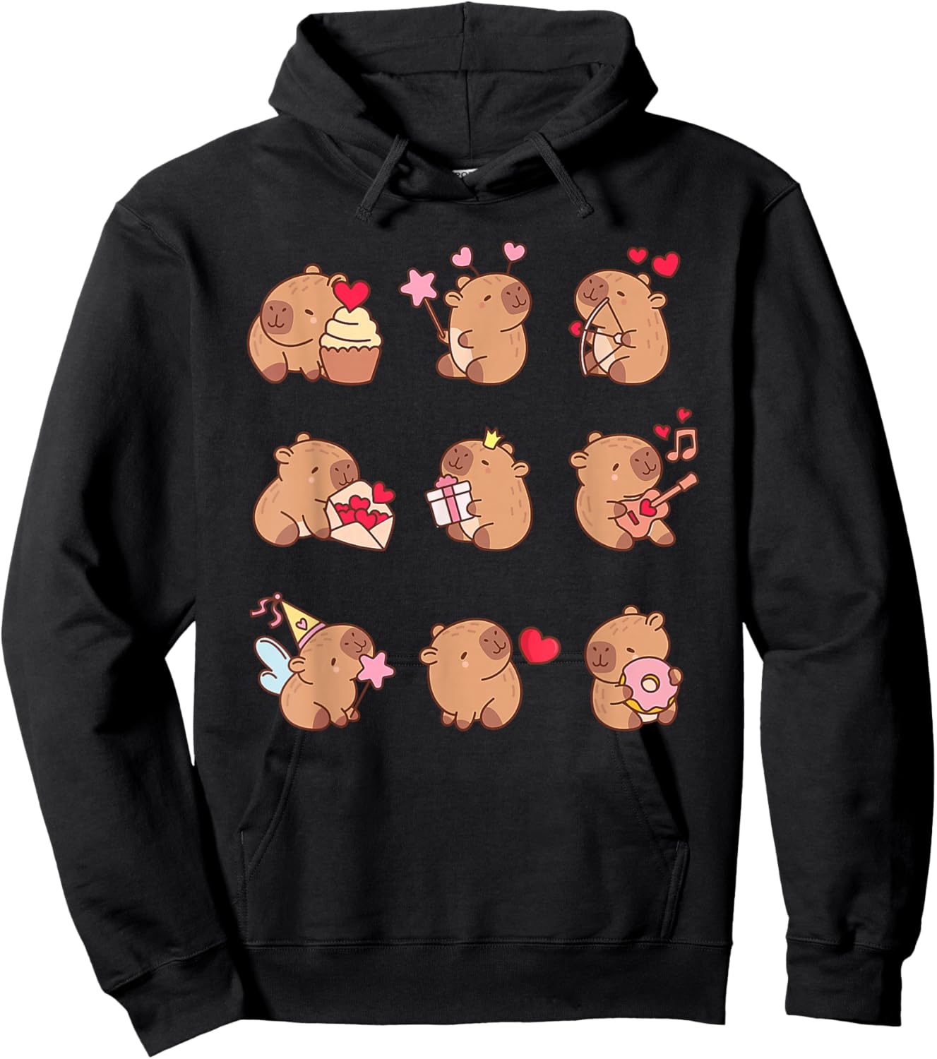 Super Cute Capybaras Girlie Capybara Hoodie - Hoodie | Black