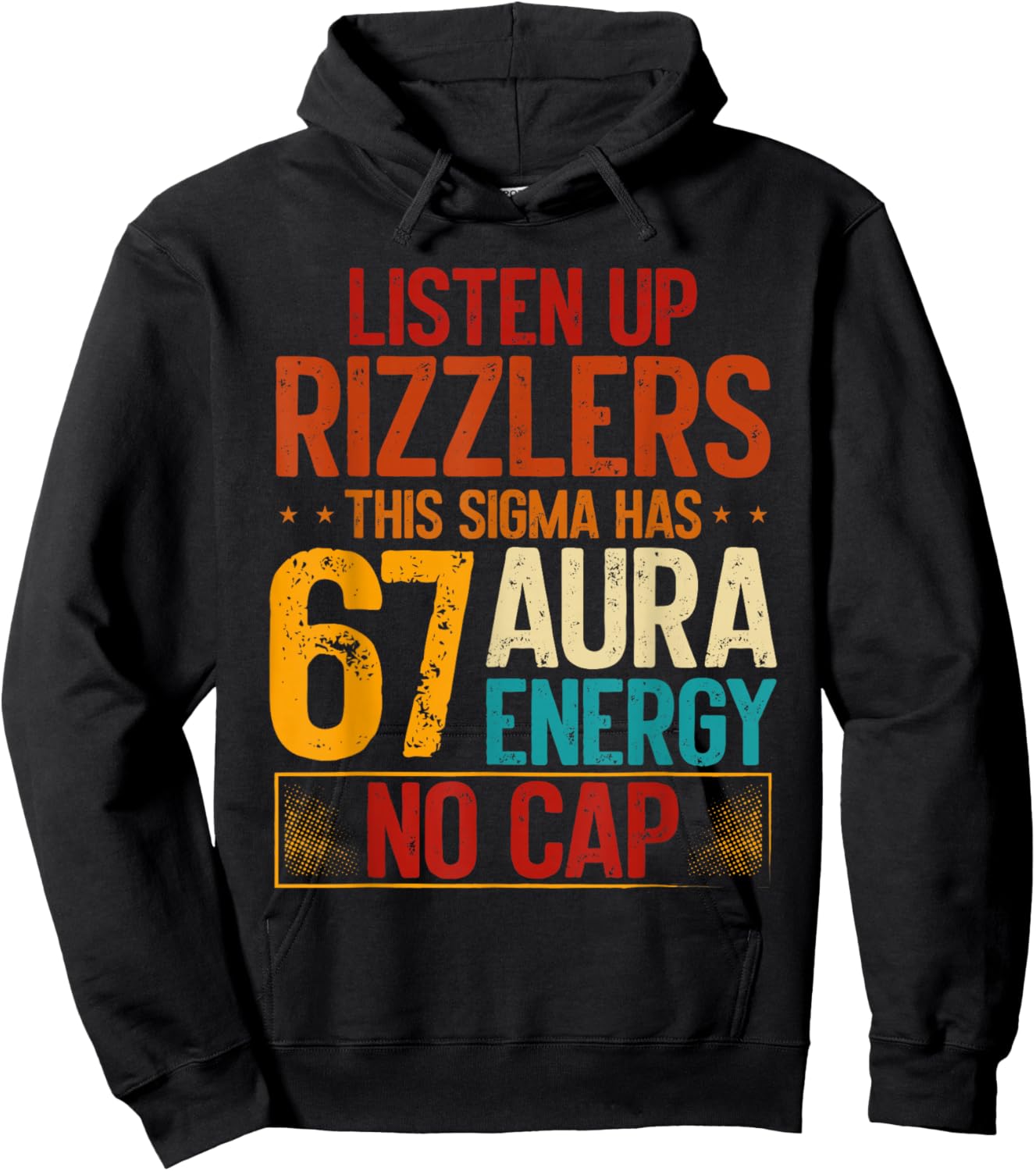 67 Sigma Aura Meme Fun Six Seven Saying Hoodie - Hoodie | Black