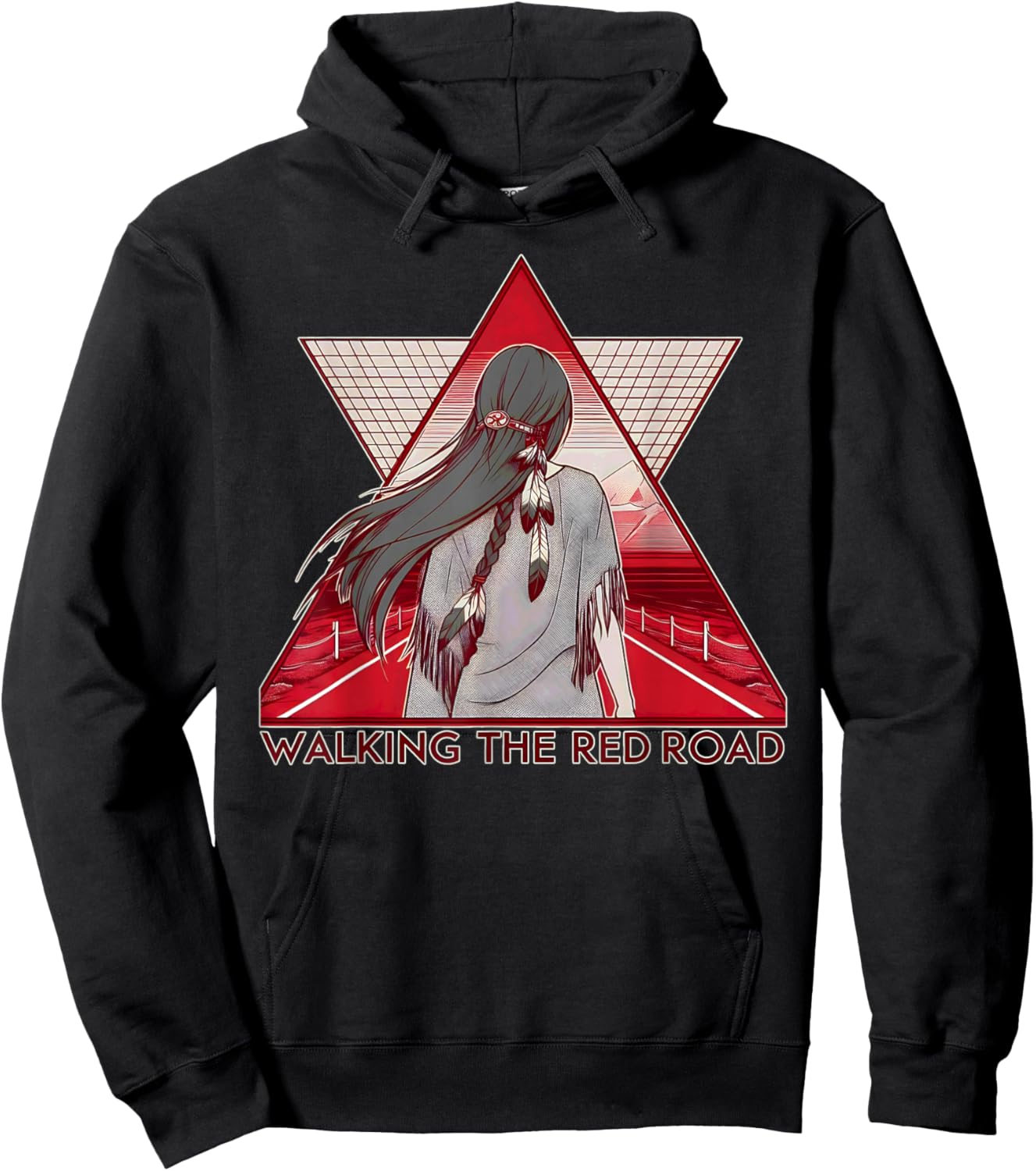 Walking The Red Road Native American Indian Spiritual Woman Hoodie - Hoodie | Black