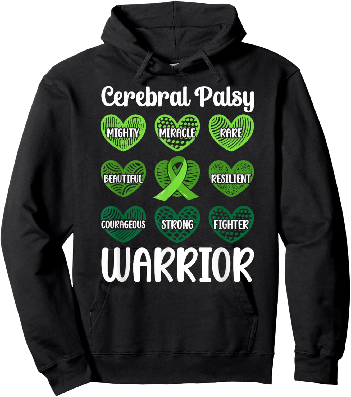 Cerebral Palsy Warrior Hearts CP Awareness Month Hoodie - Hoodie | Black