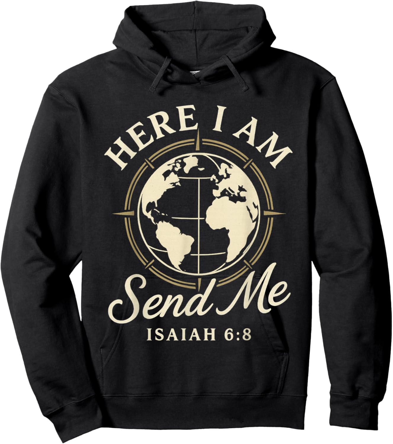 Isaiah 6:8 Here I Am Send Me - Christian Scripture Travel Hoodie - Hoodie | Black
