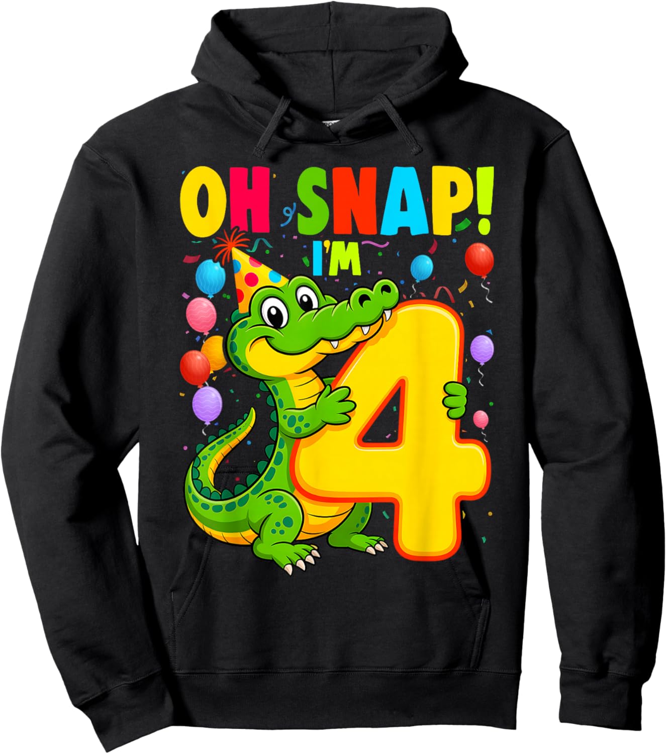 4 Year Old Alligator Birthday Crocodile Gator 4th Hoodie - Hoodie | Black