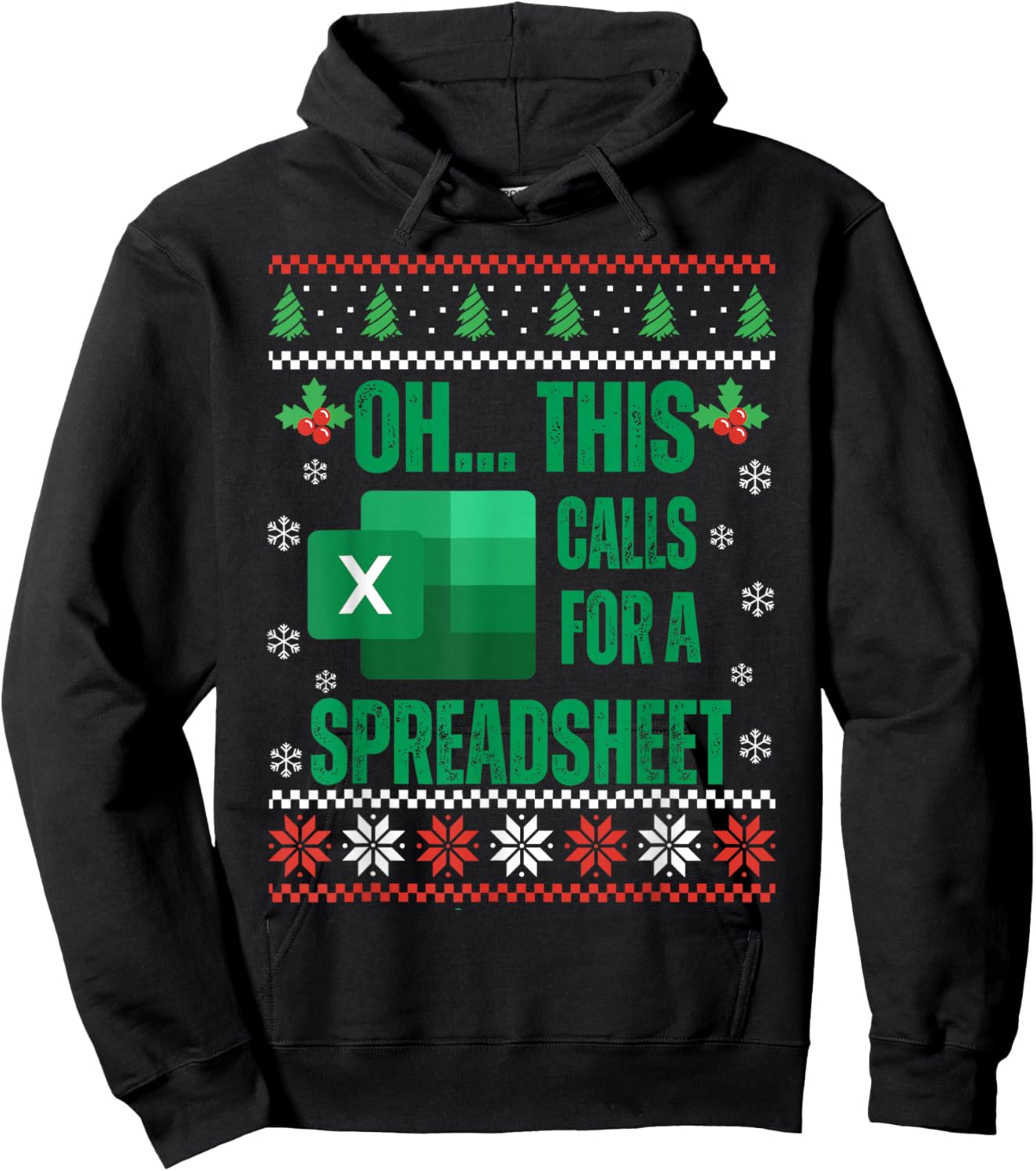 Funny Excel Spreadsheets Christmas Sweater Lover Accountant Hoodie - Hoodie | Black