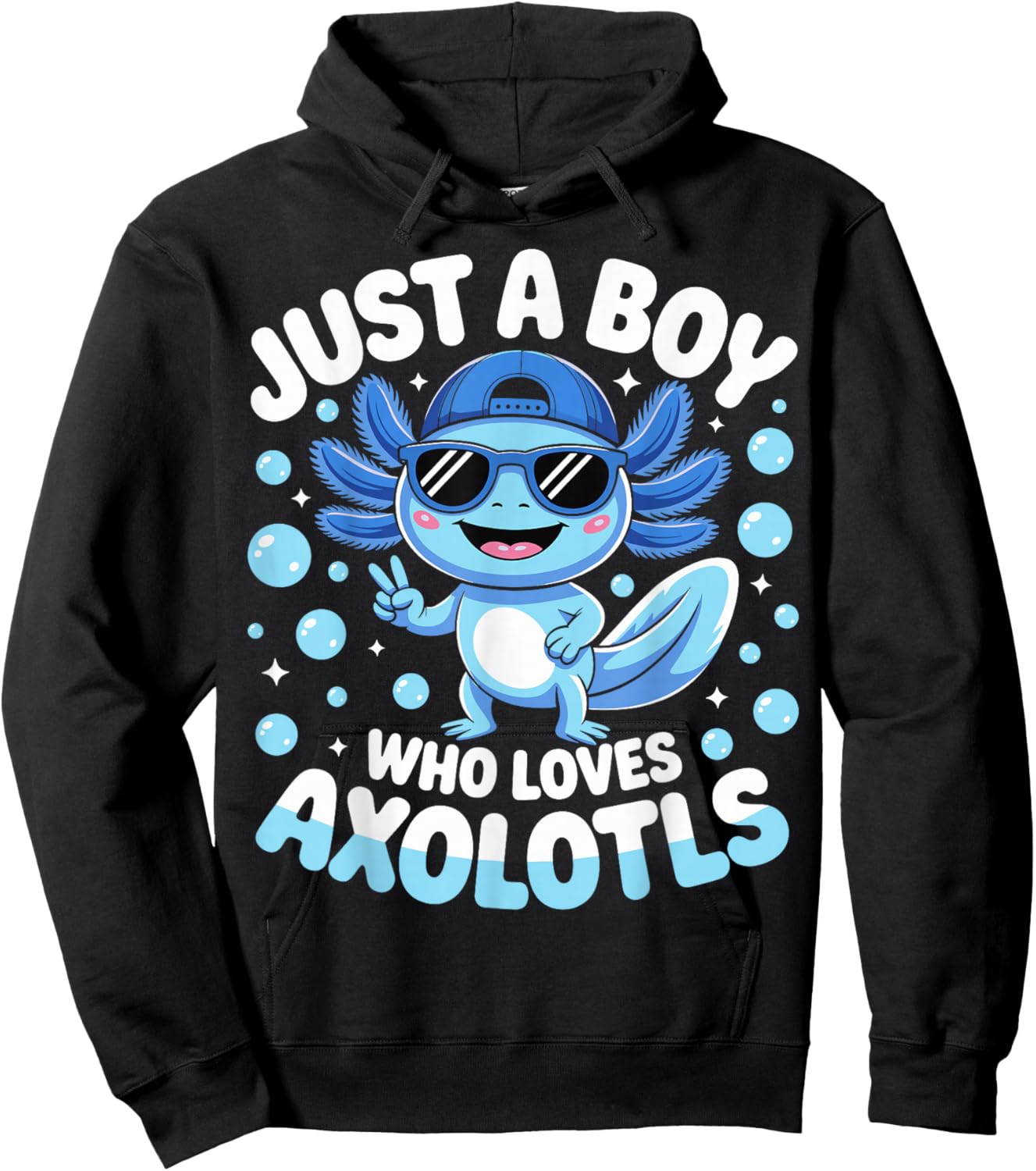 Just A Boy Who Loves Axolotls Cute Axolotl Kids Boys Hoodie - Hoodie | Black
