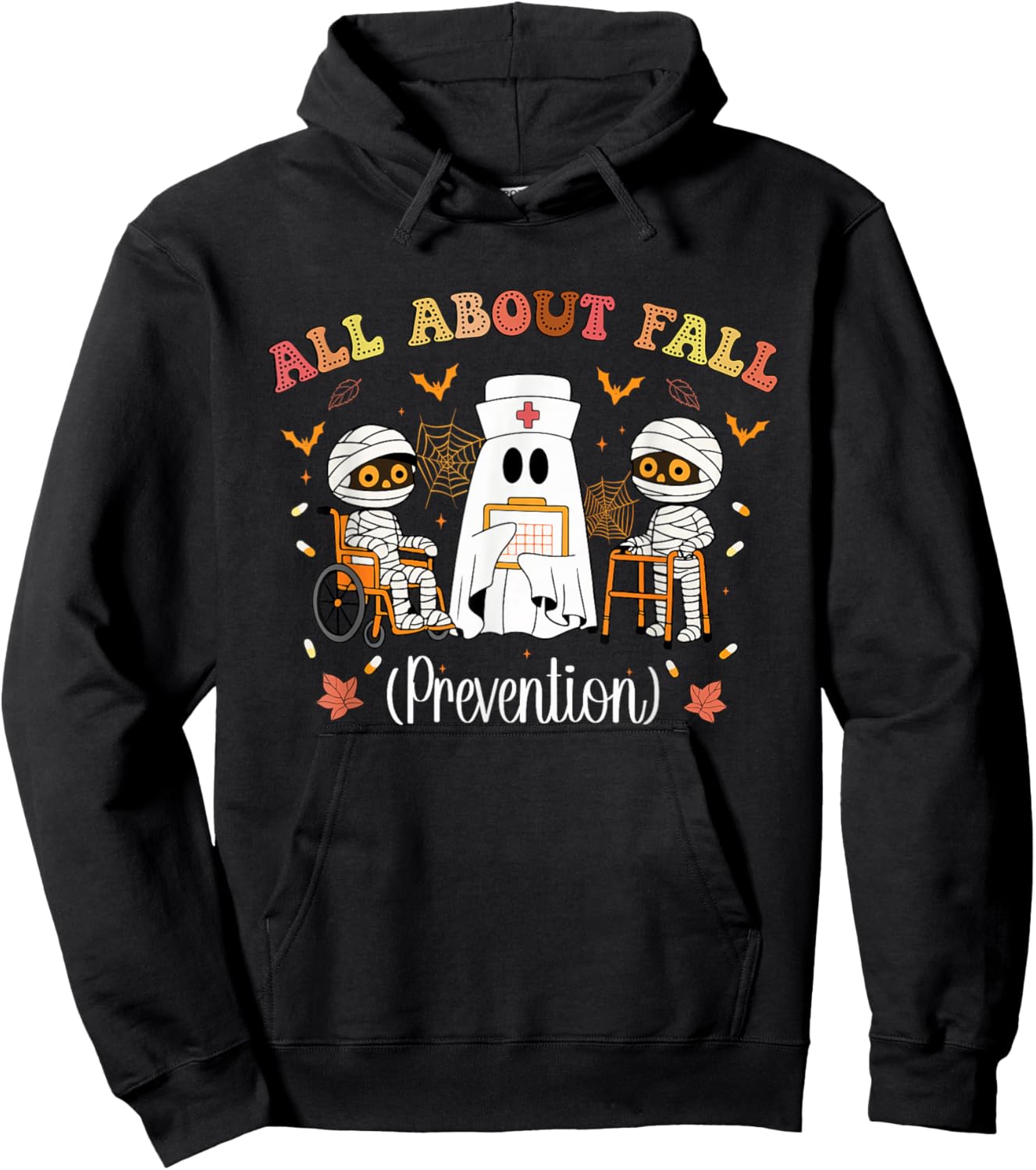 All About Fall Prevention Funny Nurse Ghost Physical Therapy Hoodie - Hoodie | Black