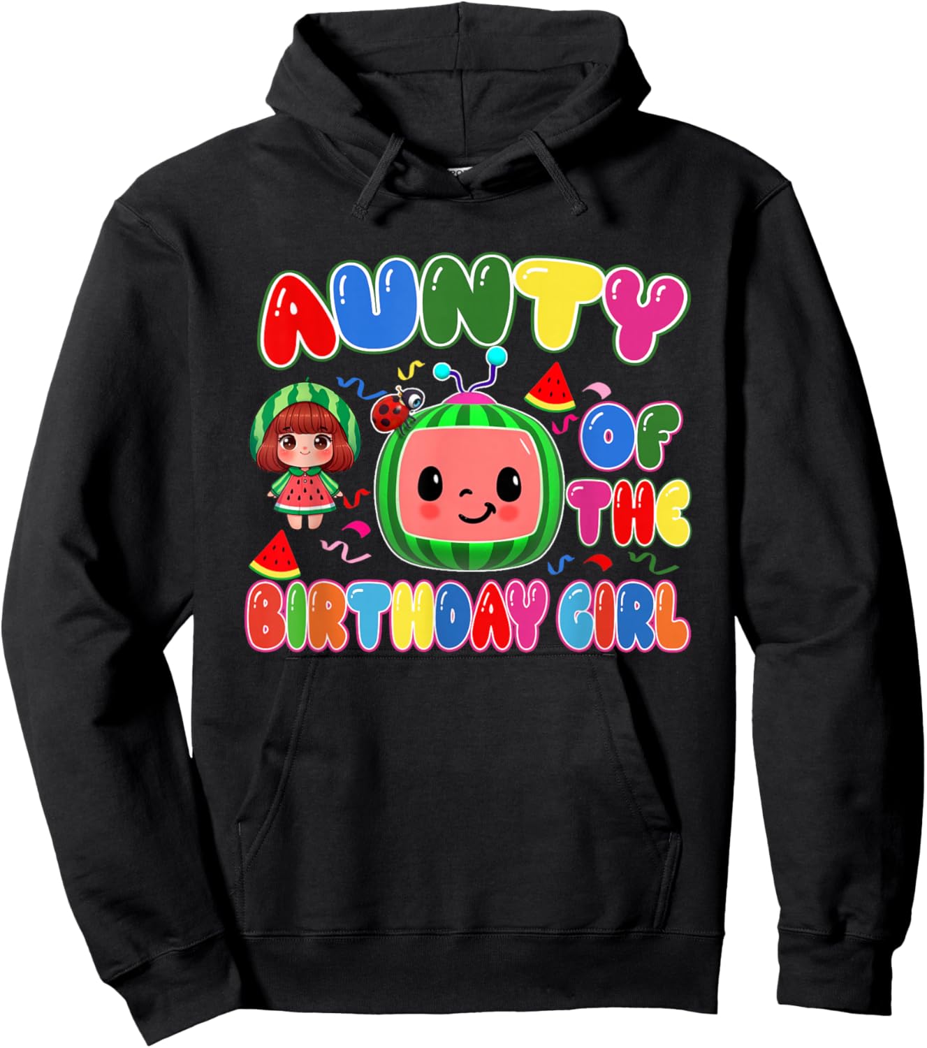 Aunty of The Birthday Girl Melon Family Matching Funny Hoodie - Hoodie | Black