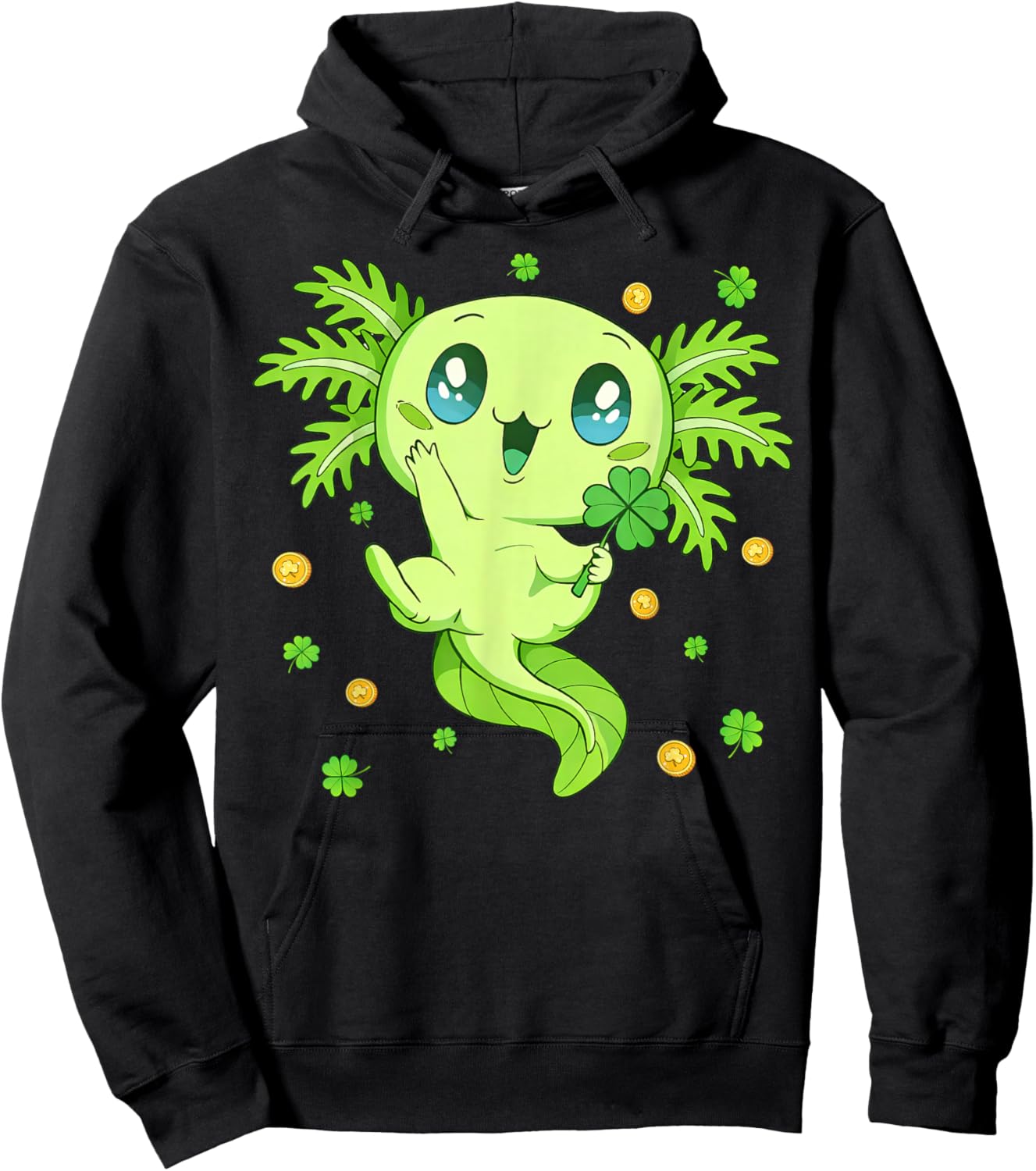 Axolotl Saint Patricks Day Boys Girls Axolotl St Patrick Hoodie - Hoodie | Black