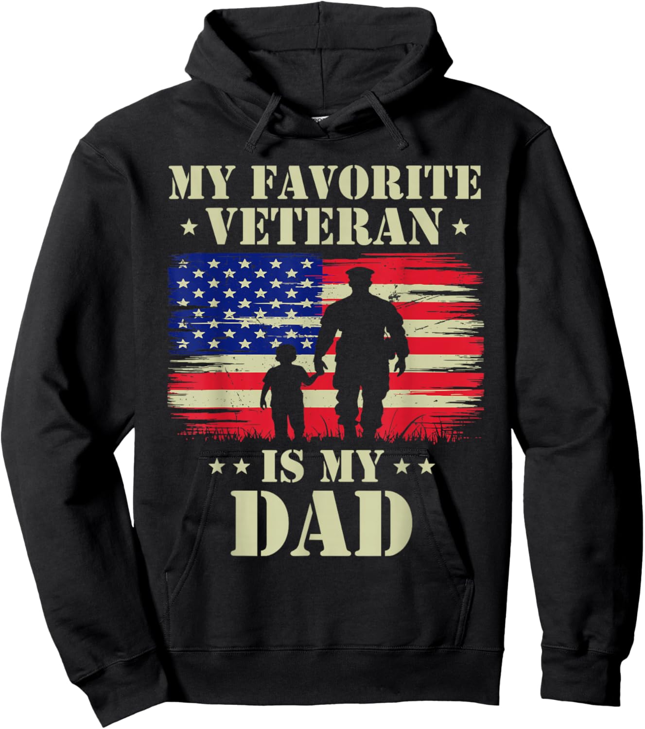 Father Veterans Day My Favorite Veteran is My Dad Proud Kids Hoodie - Hoodie | Black