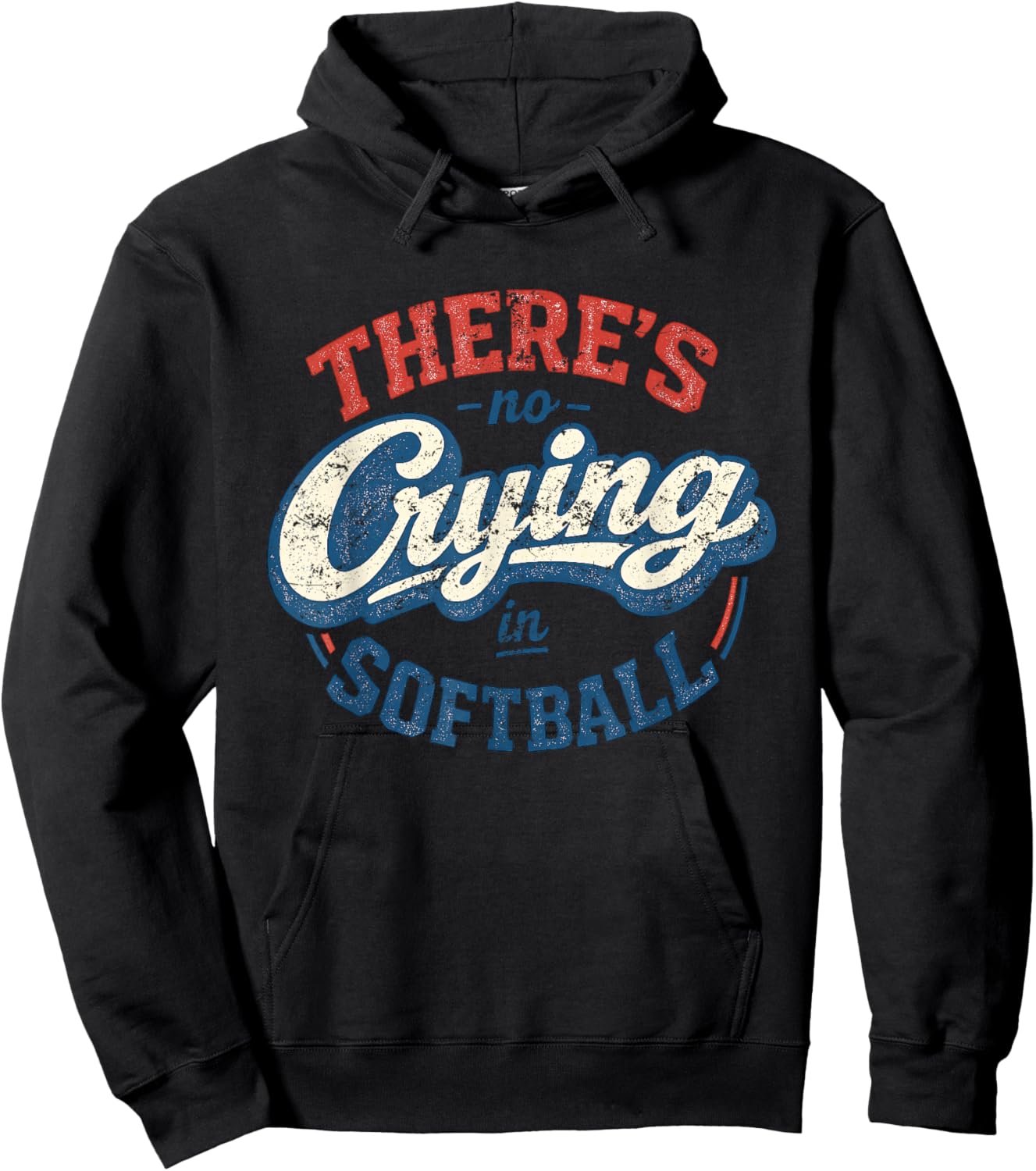 No Crying in Softball Retro Graphic Hoodie - Hoodie | Black