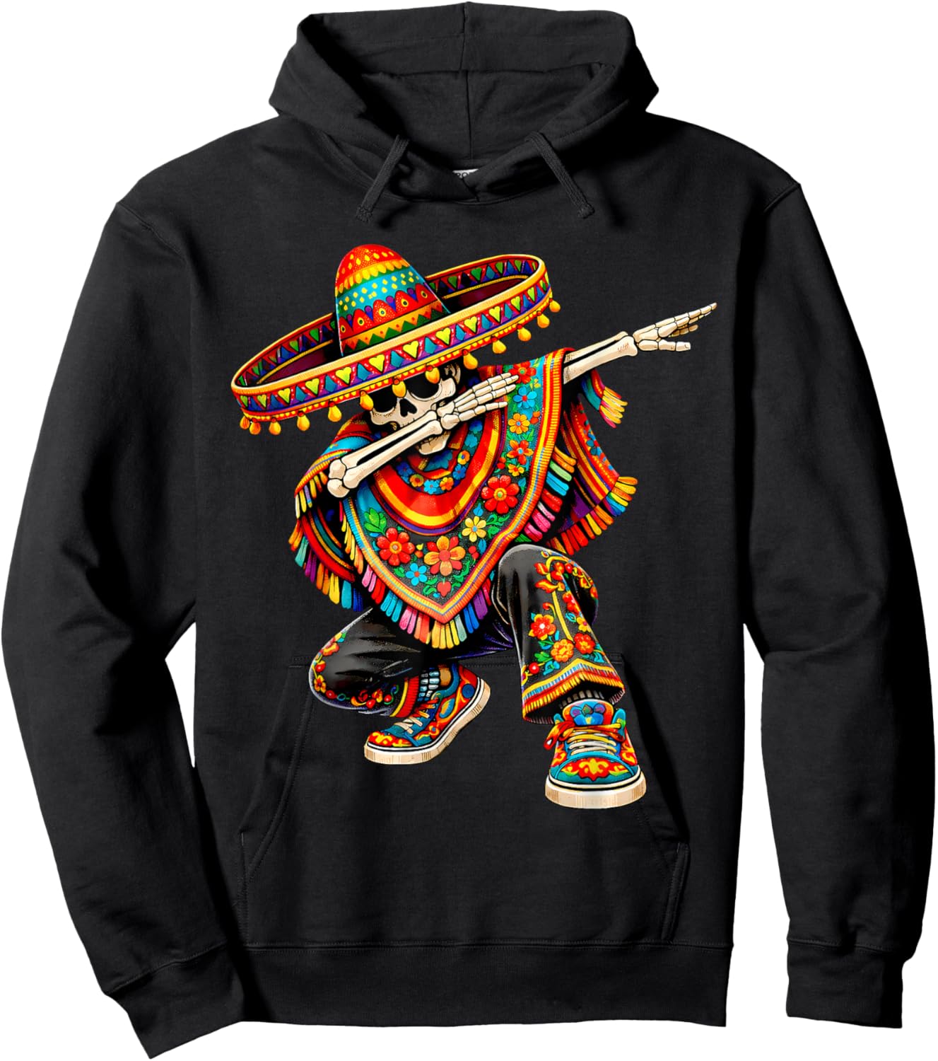 5 Cinco De Mayo Skeleton Skull Mexican for Boys Fiesta Hoodie - Hoodie | Black