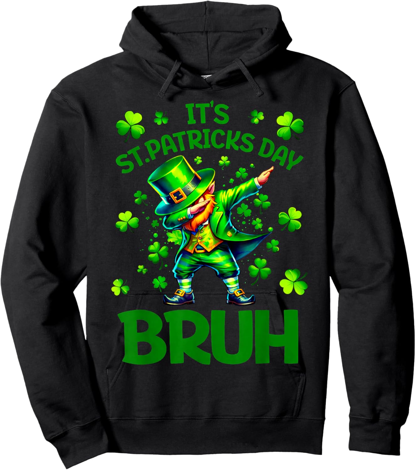 Bruh Dab Leprechaun Funny Kids Boys St Patricks Day Hoodie - Hoodie | Black