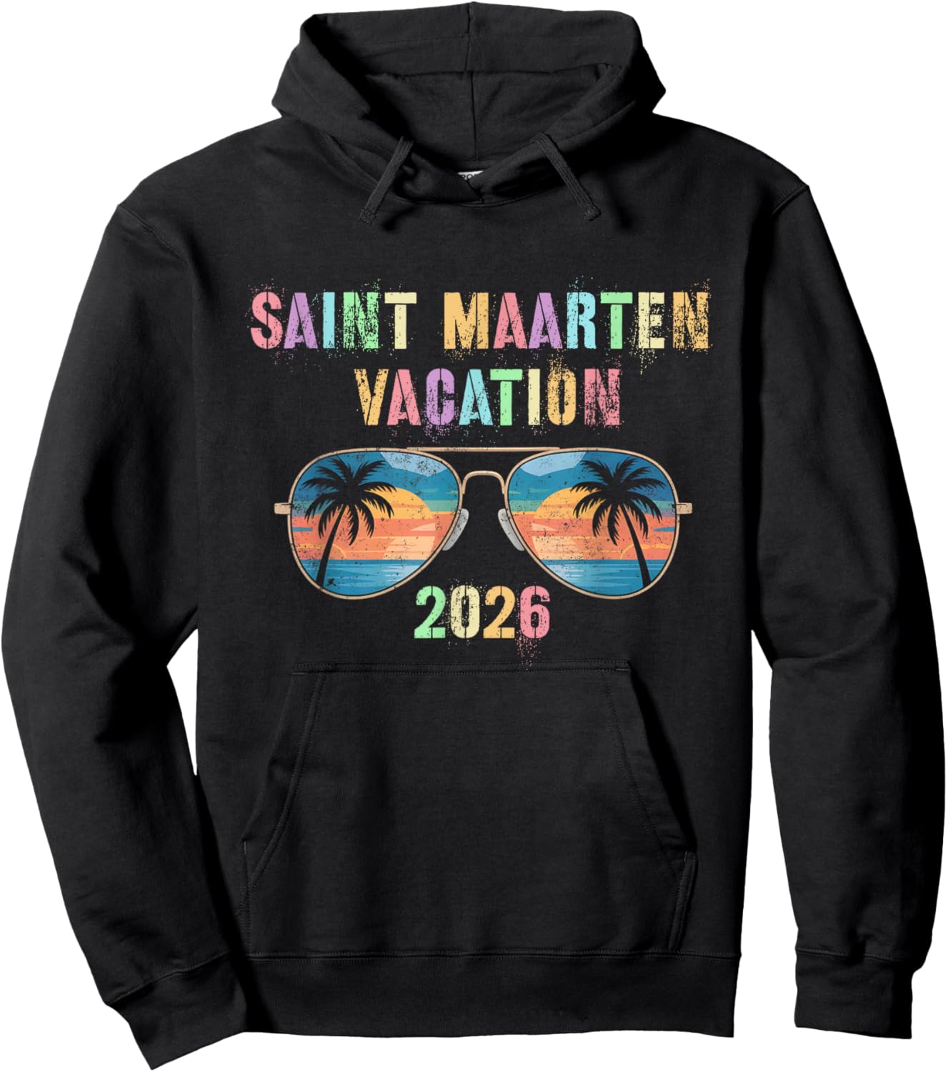 Vintage Saint Maarten Vacation 2026 Trip Beaching Vacay Hoodie - Hoodie | Black