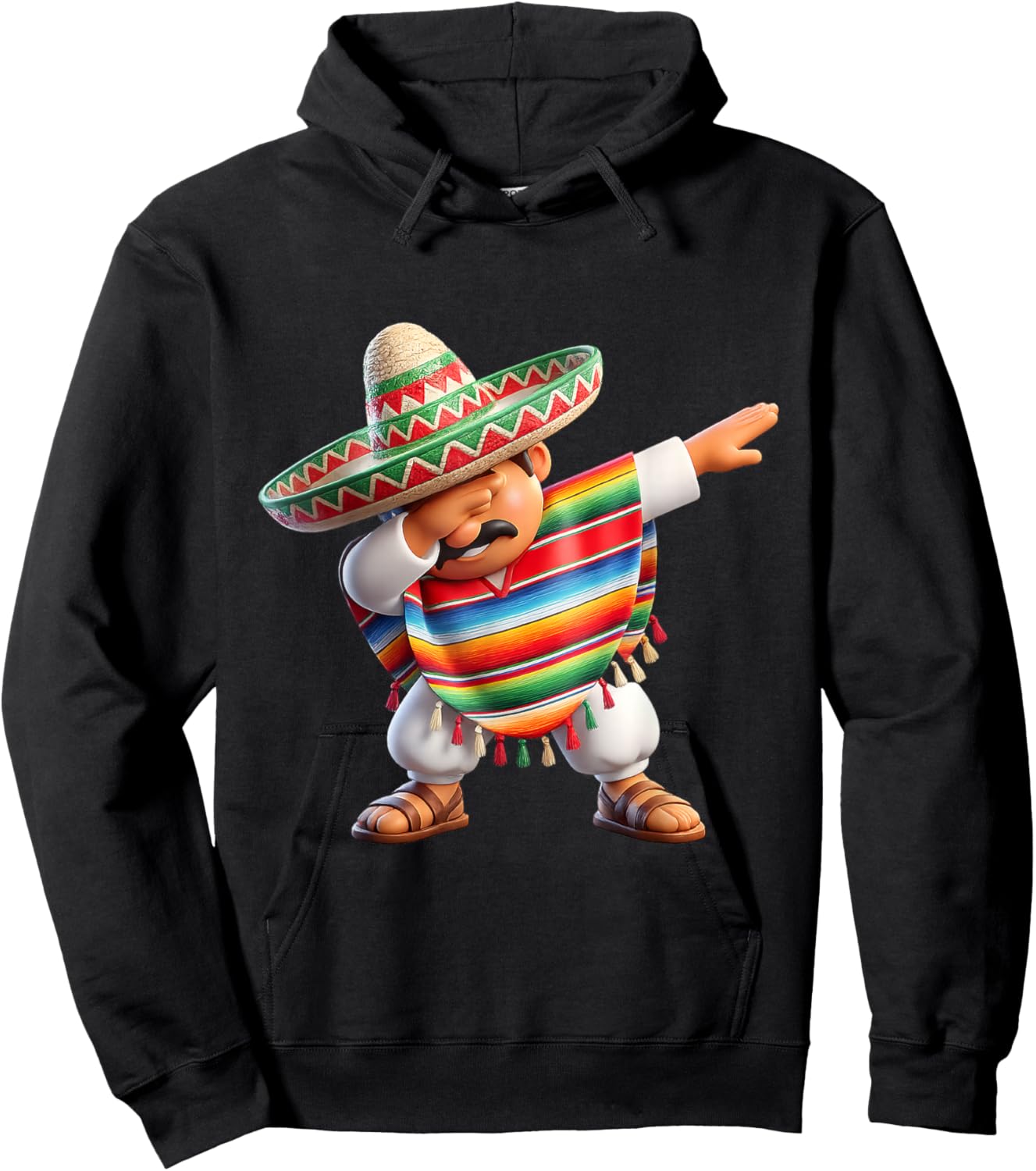 Mexican Boy Dabbing Poncho Cinco de May Men Woman Hoodie - Hoodie | Black
