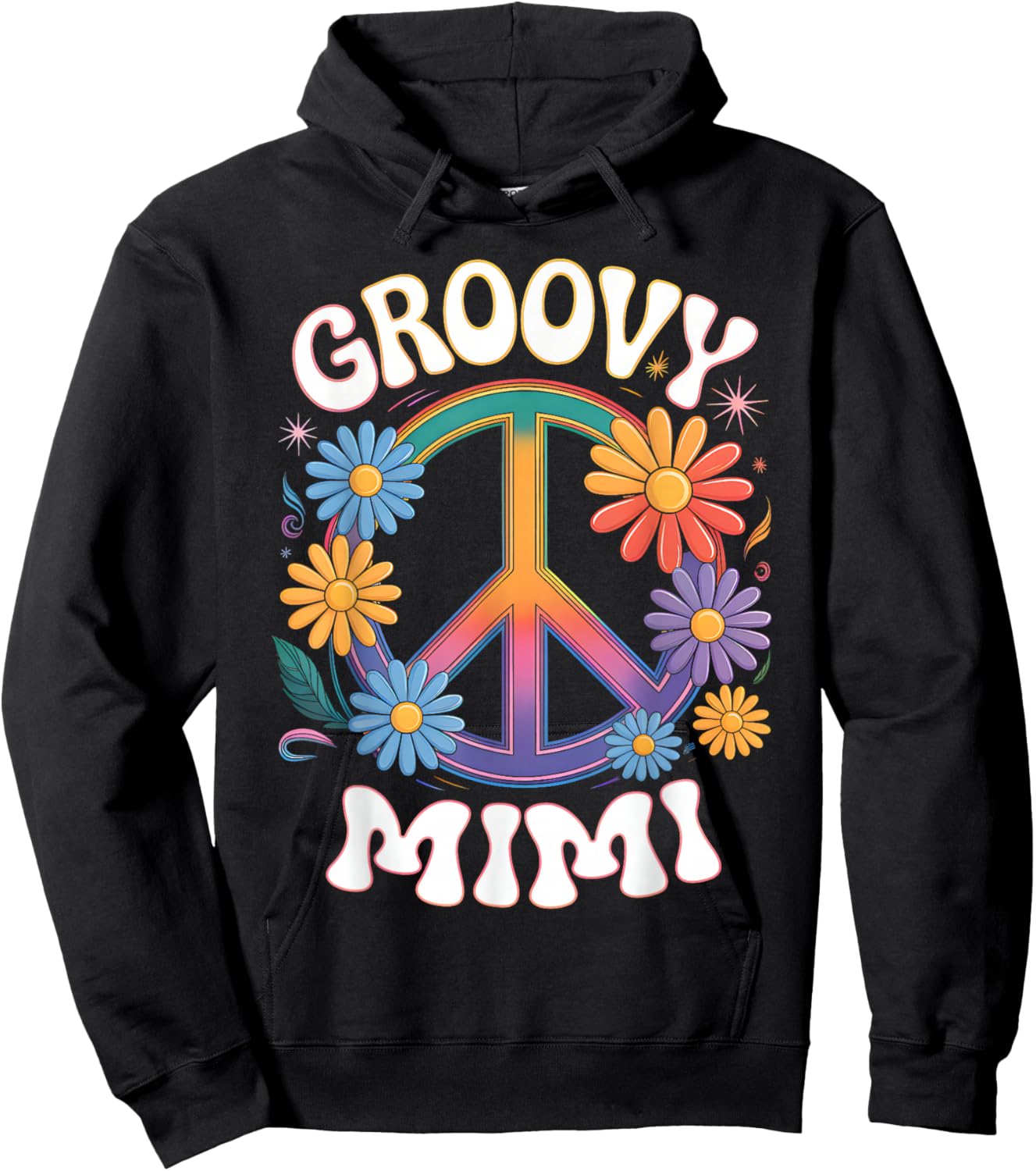 Groovy Mimi Floral Hippie Funny Mother's Day Mom Women Hoodie - Hoodie | Black