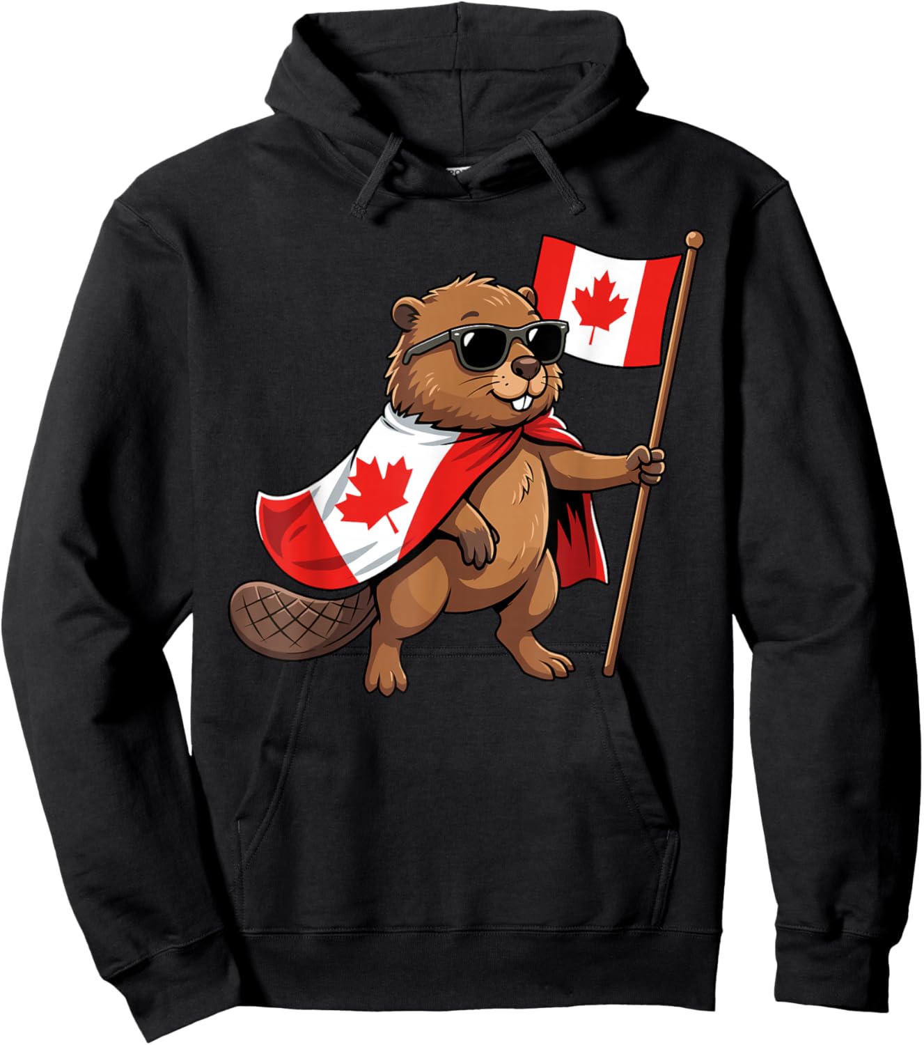 Canada Flag Beaver Men Women Kids Funny Canadian Hoodie - Hoodie | Black