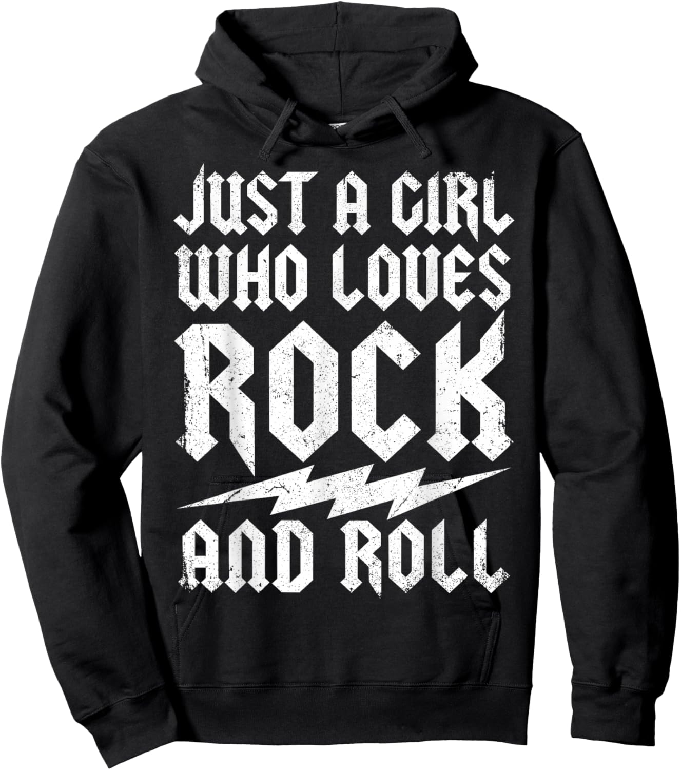 Rock Music Just a Girl Who Loves Rock and Roll Fan Outfit Hoodie - Hoodie | Black